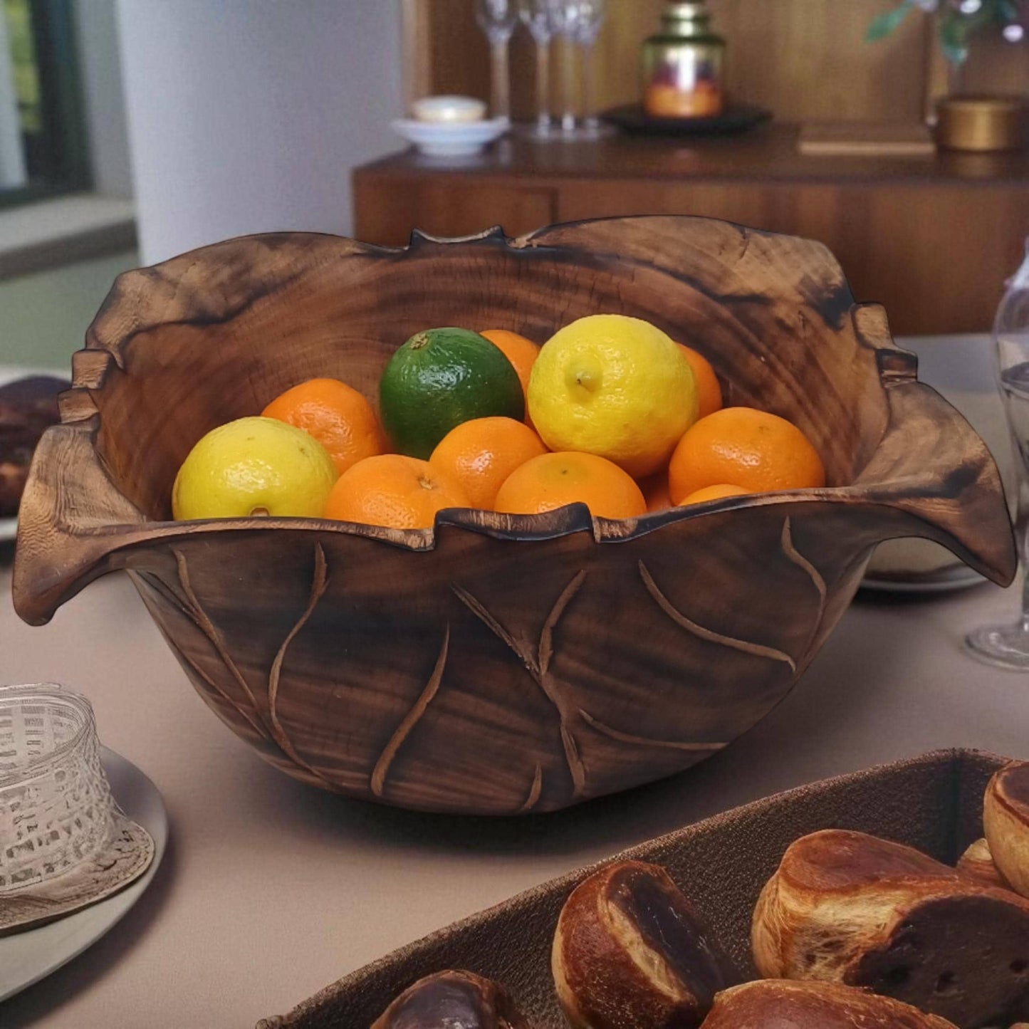 Wooden Square Salad Bowl | Rustic Serving Bowl | Large Handmade Wood Fruit Bowl | Holiday Gift for Mom