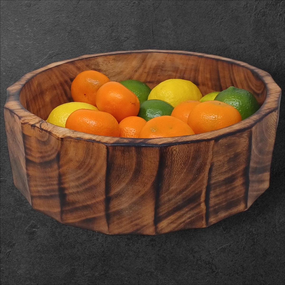 Large Rustic Wooden Salad Bowl | Round Wood Fruit Bowl | Handcrafted Natural Wood Décor | Christmas Gift for Mom