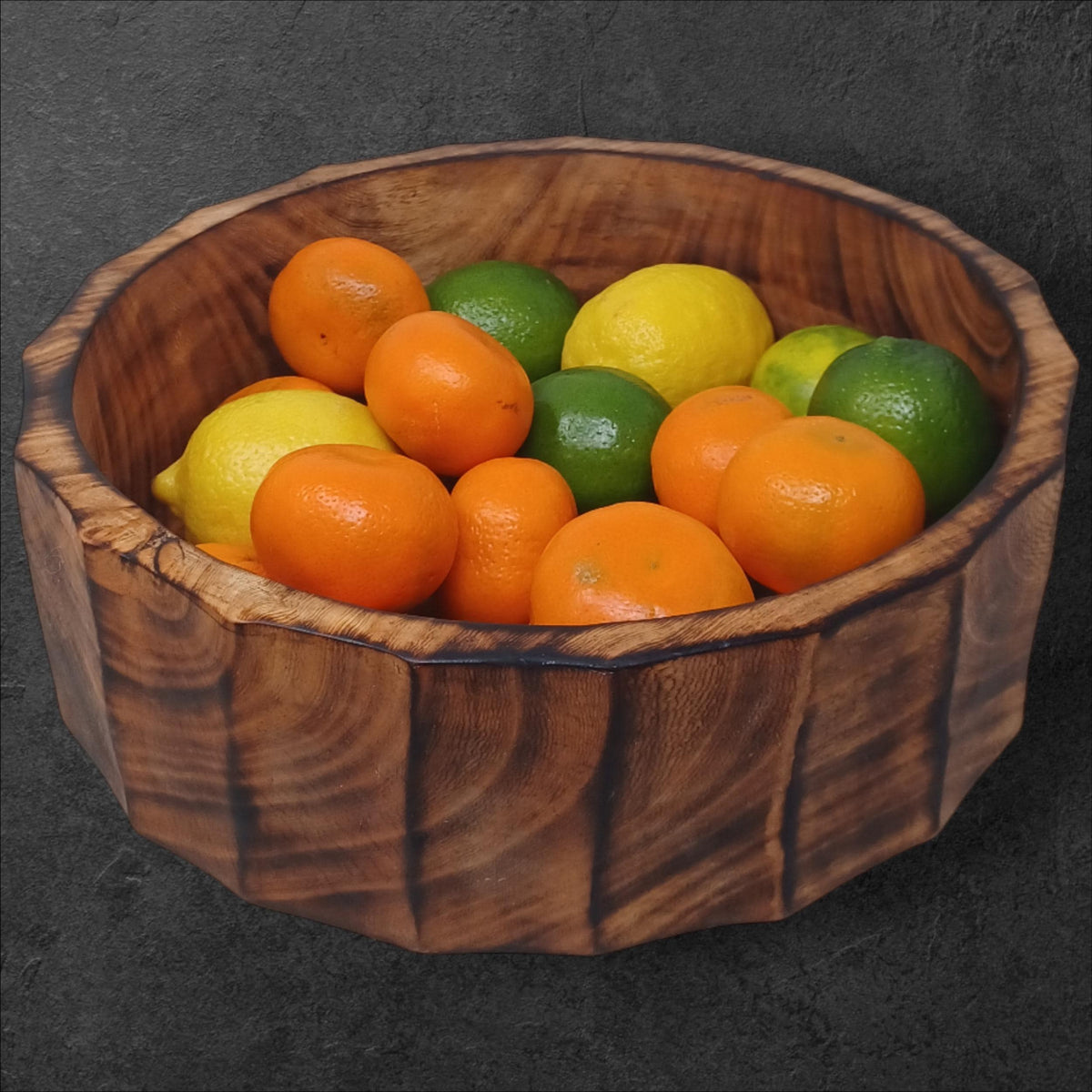 Large Rustic Wooden Salad Bowl | Round Wood Fruit Bowl | Handcrafted Natural Wood Décor | Christmas Gift for Mom