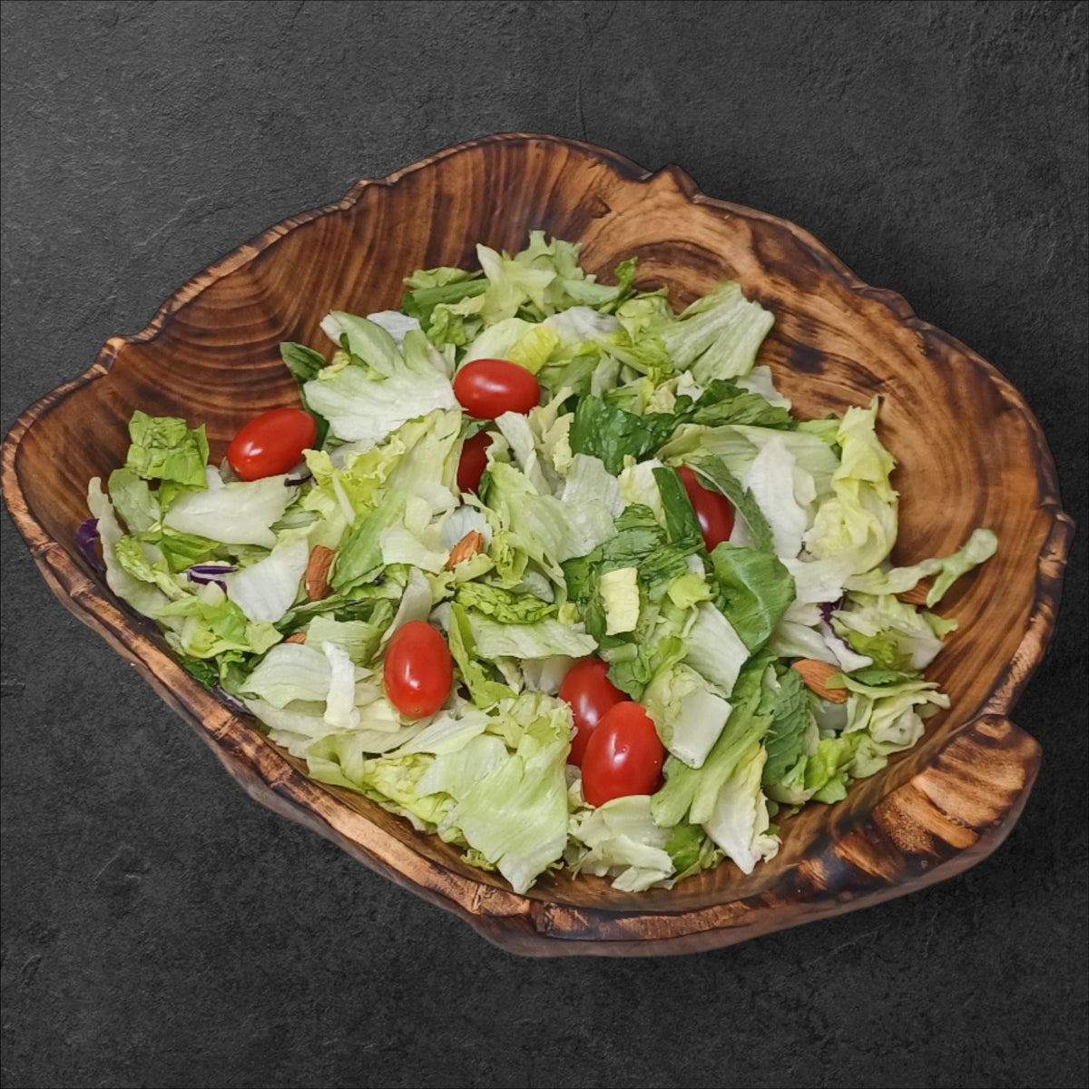 Rustic Hand-Carved Wooden Bowl | Natural Square-shaped Wood Salad & Fruit Bowl | Handmade Wooden Serving Bowl | Large serving bowl gift
