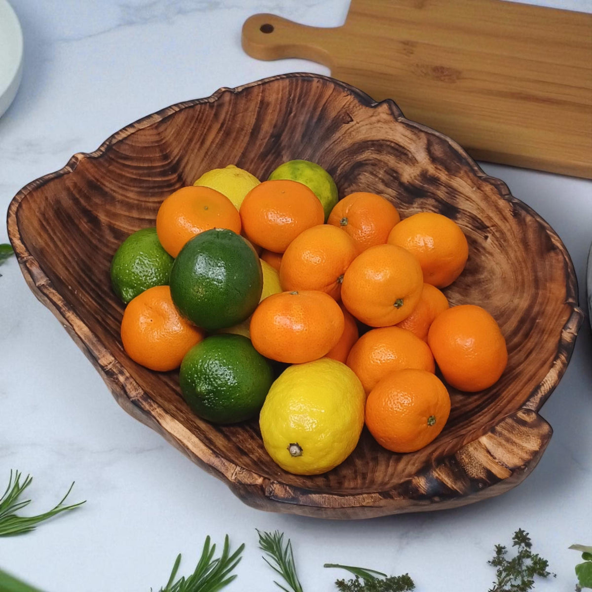 Rustic Hand-Carved Wooden Bowl | Natural Square-shaped Wood Salad & Fruit Bowl | Handmade Wooden Serving Bowl | Large serving bowl gift
