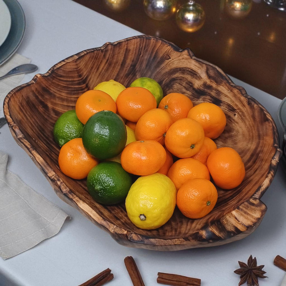 Rustic Hand-Carved Wooden Bowl | Natural Square-shaped Wood Salad & Fruit Bowl | Handmade Wooden Serving Bowl | Large serving bowl gift