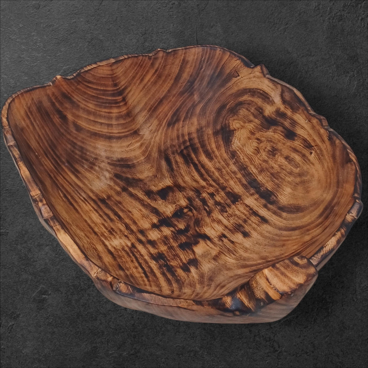 Rustic Hand-Carved Wooden Bowl | Natural Square-shaped Wood Salad & Fruit Bowl | Handmade Wooden Serving Bowl | Large serving bowl gift