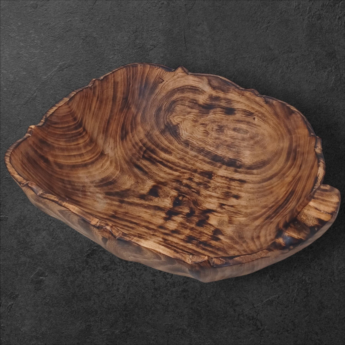Rustic Hand-Carved Wooden Bowl | Natural Square-shaped Wood Salad & Fruit Bowl | Handmade Wooden Serving Bowl | Large serving bowl gift
