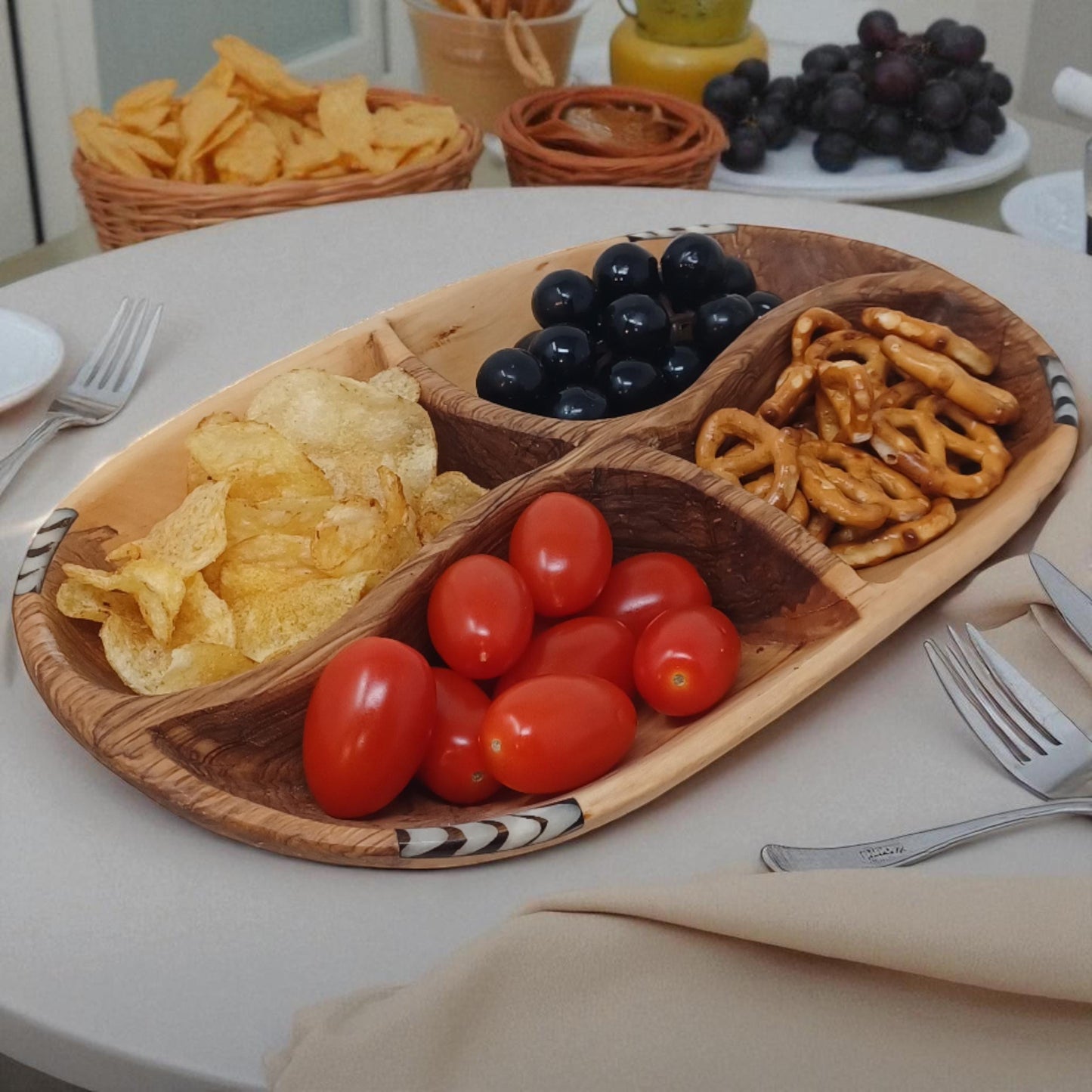 Handmade Olivewood Snack Bowl: Rustic Charcuterie Serving Tray