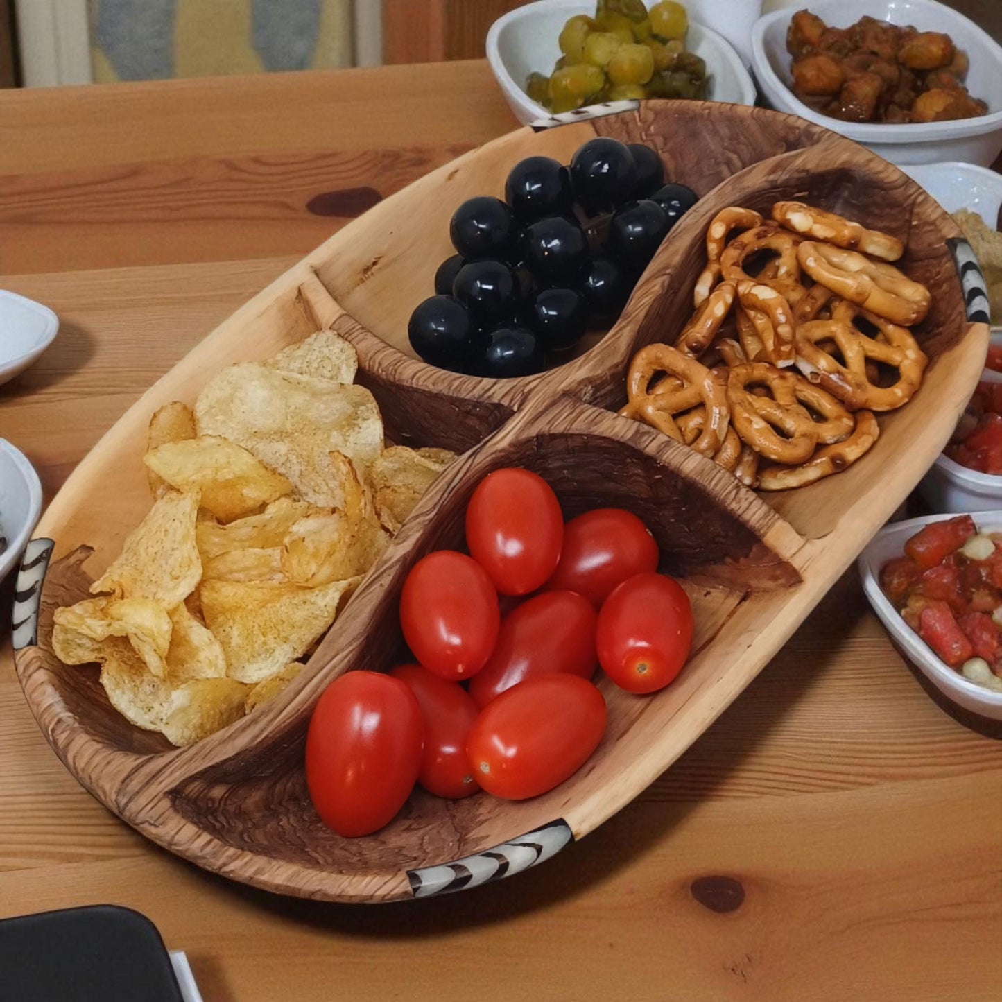 Handmade Olivewood Snack Bowl: Rustic Charcuterie Serving Tray