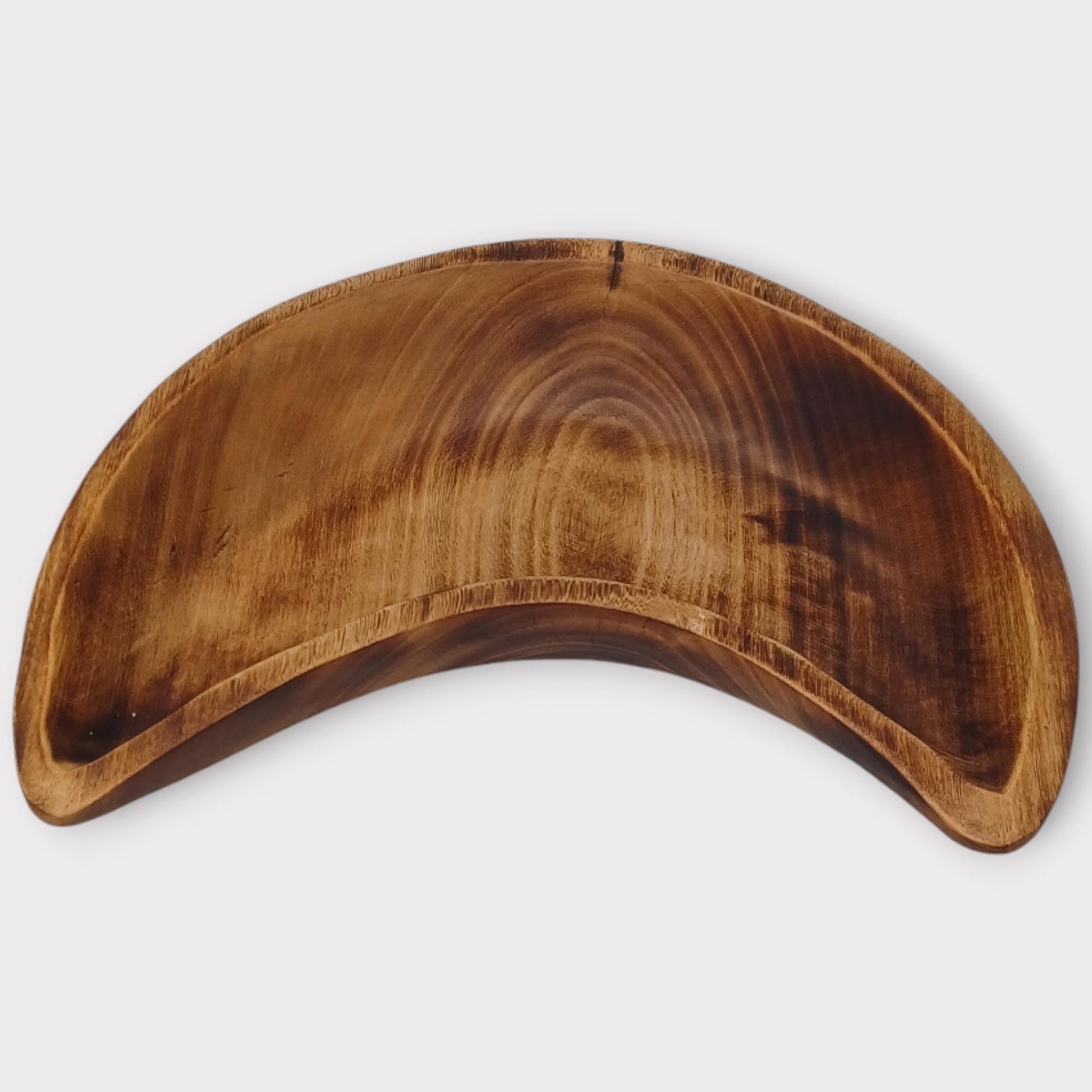 Handmade Olivewood Crescent Bowl - Rustic Holiday Serving Dish