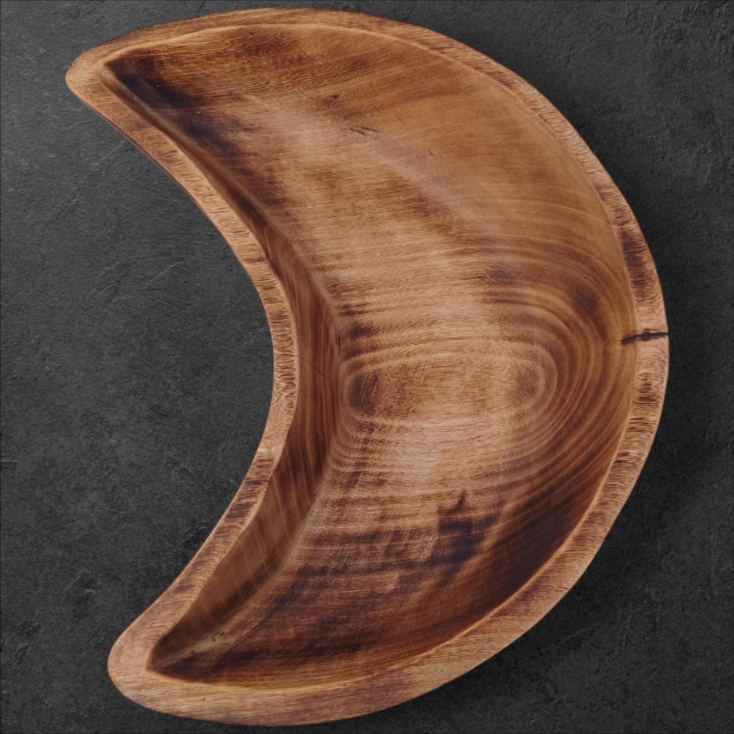 Handmade Olivewood Crescent Bowl - Rustic Holiday Serving Dish