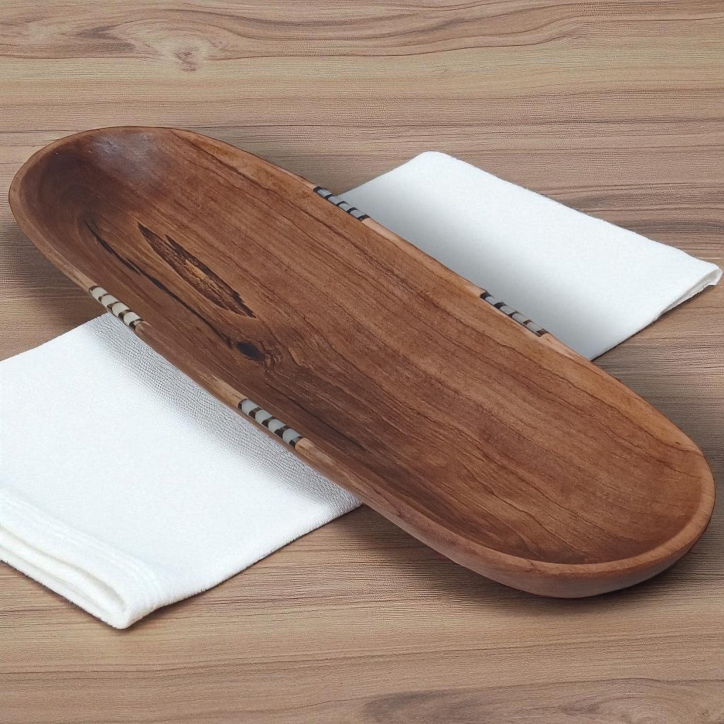 Handmade Olivewood Serving Bowl: Rustic Snack Tray, Hostess Gift
