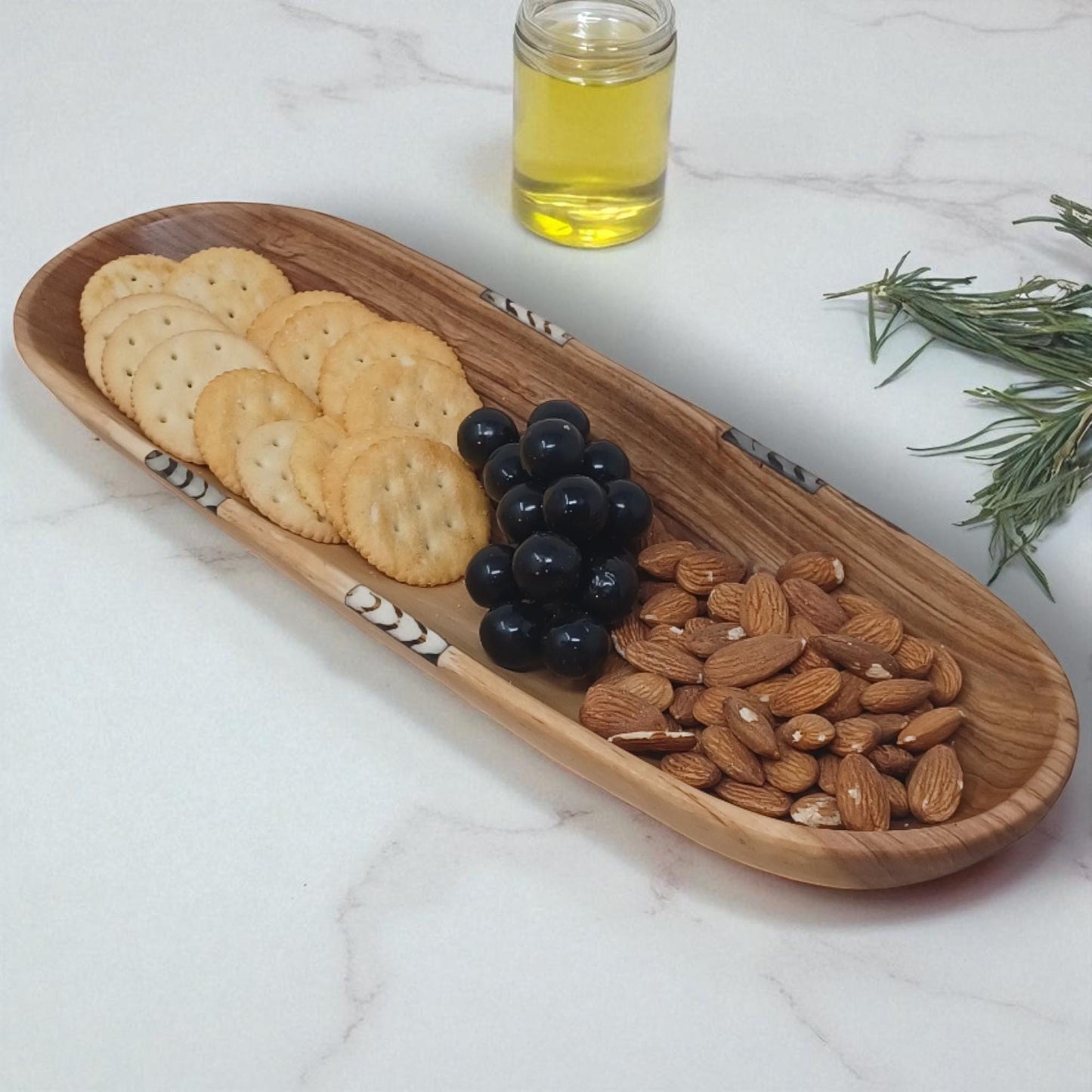 Handmade Olivewood Serving Bowl: Rustic Snack Tray, Hostess Gift