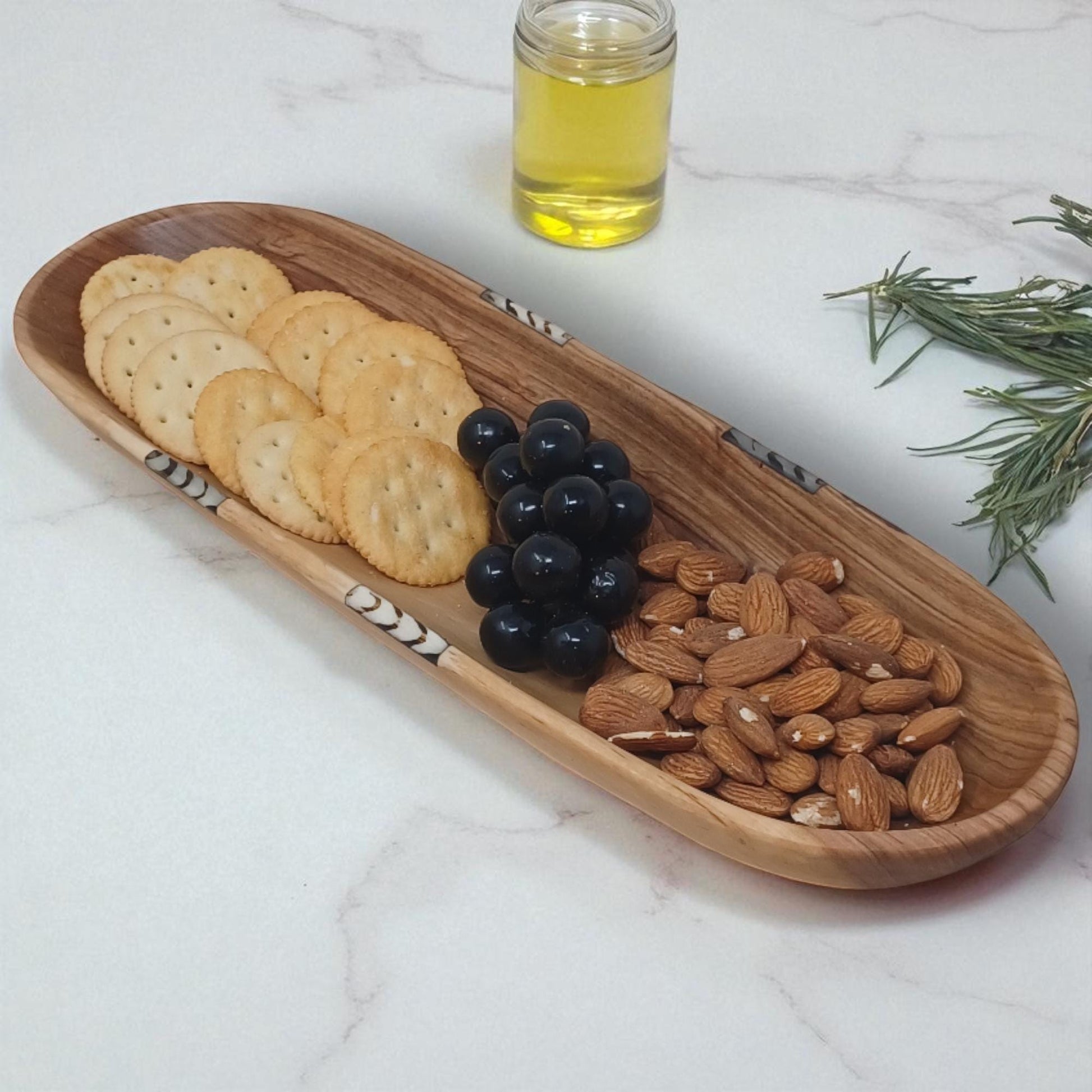 Handmade Olivewood Serving Bowl: Rustic Snack Tray, Hostess Gift