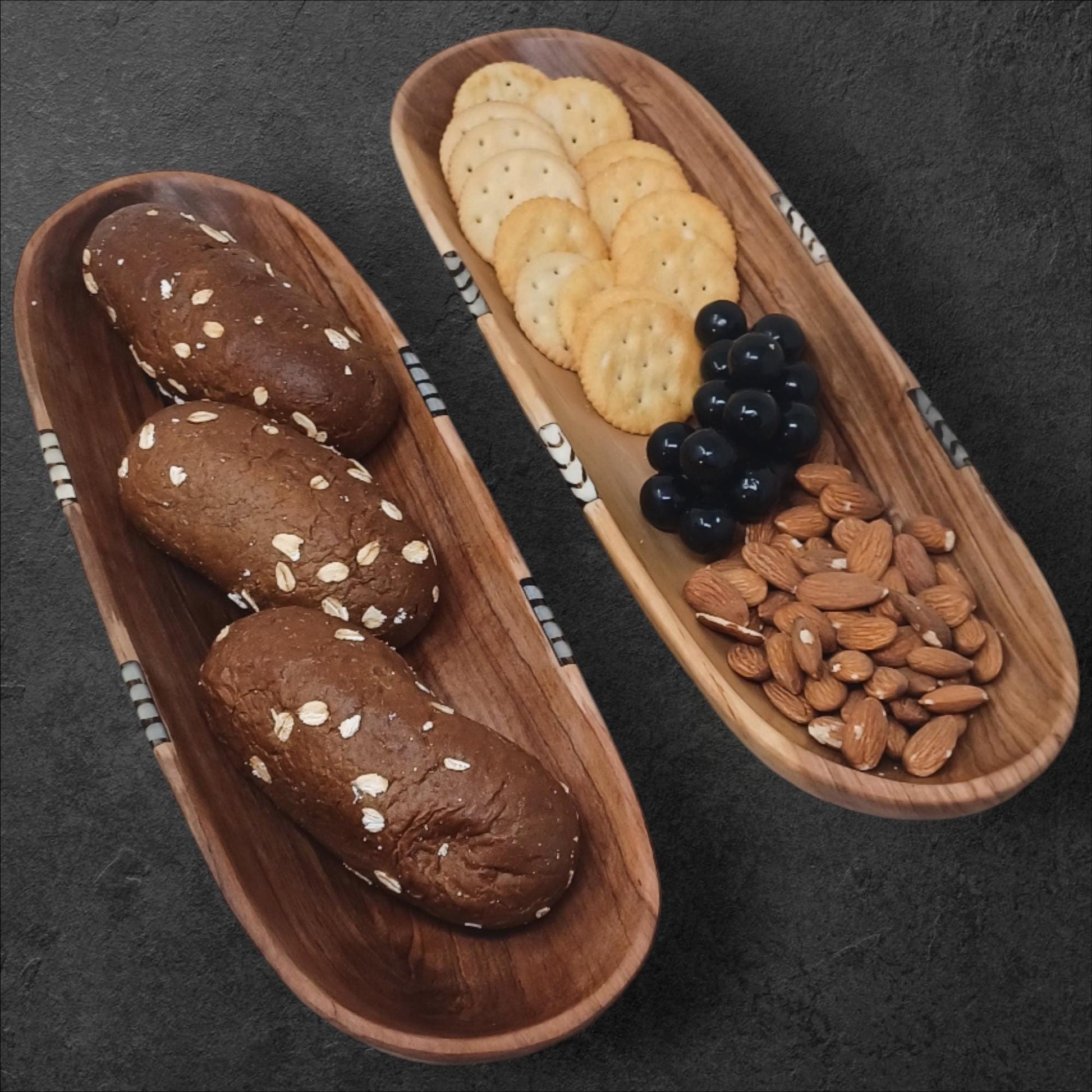 Handmade Olivewood Serving Bowl: Rustic Snack Tray, Hostess Gift