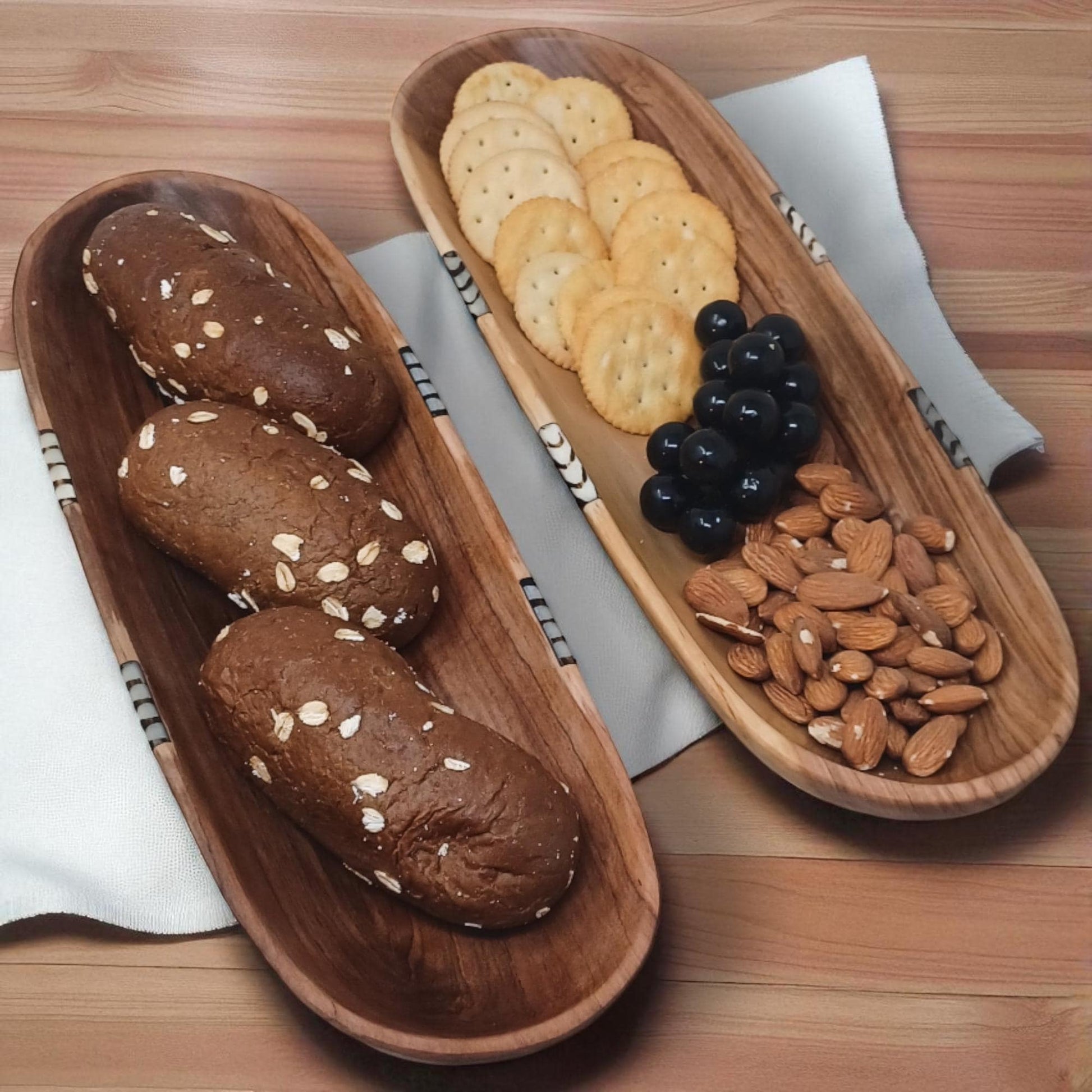 Handmade Olivewood Serving Bowl: Rustic Snack Tray, Hostess Gift
