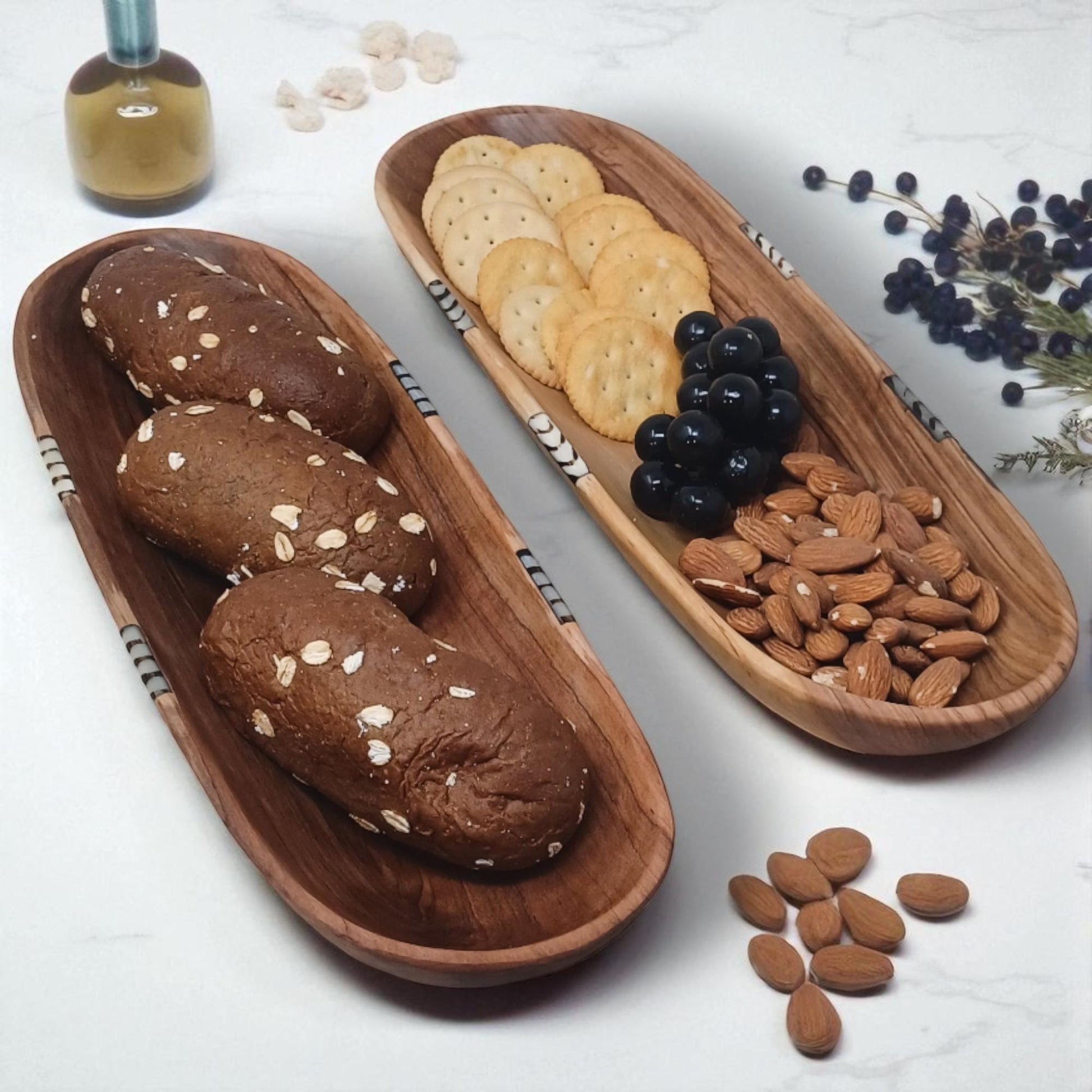 Handmade Olivewood Serving Tray: Rustic Kitchen Bread & Snack Dish