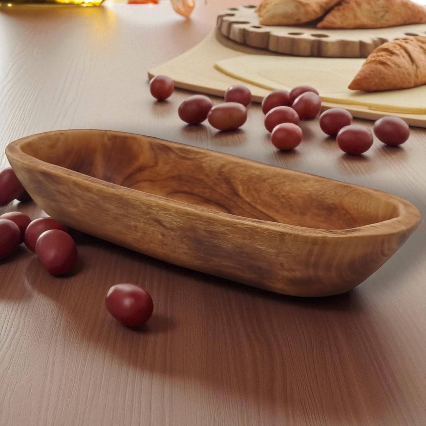 Handmade Olivewood Serving Bowl: Rustic Kitchen Decor (11x5 inches)