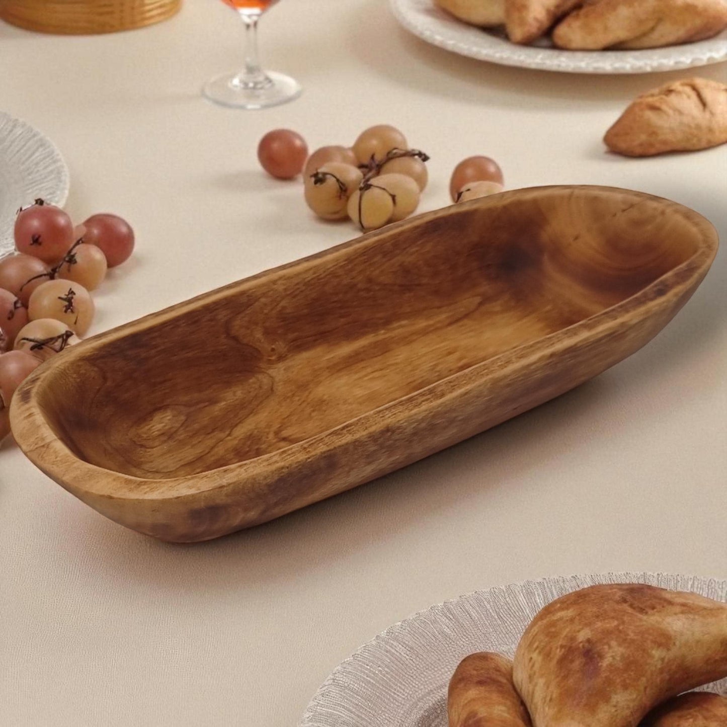Handmade Olivewood Serving Bowl: Rustic Kitchen Decor (11x5 inches)