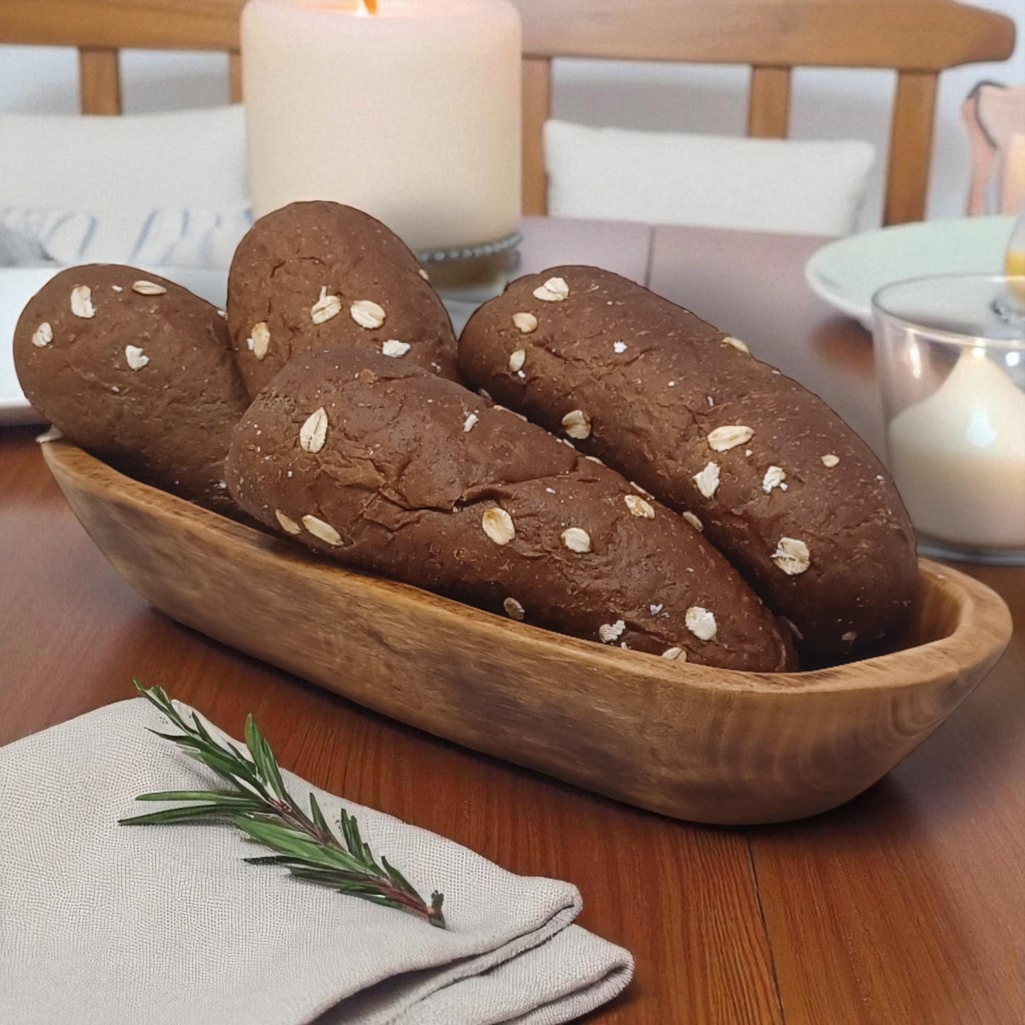 Handmade Olivewood Serving Bowl: Rustic Holiday Table Decor