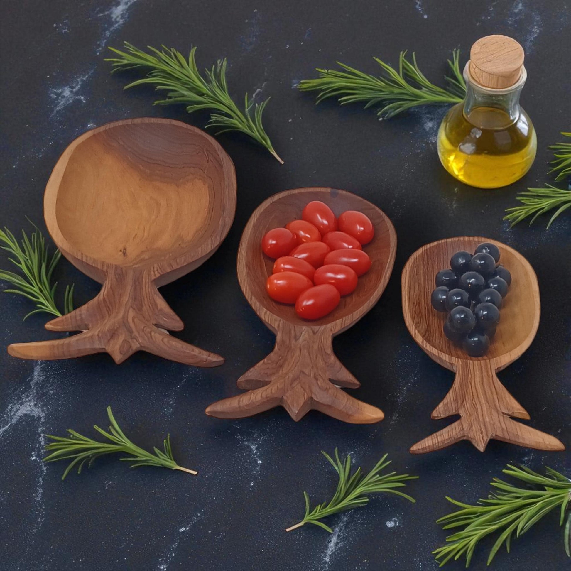 Olivewood Pineapple Bowls (Set of 3): Hand-Carved Nesting Bowls