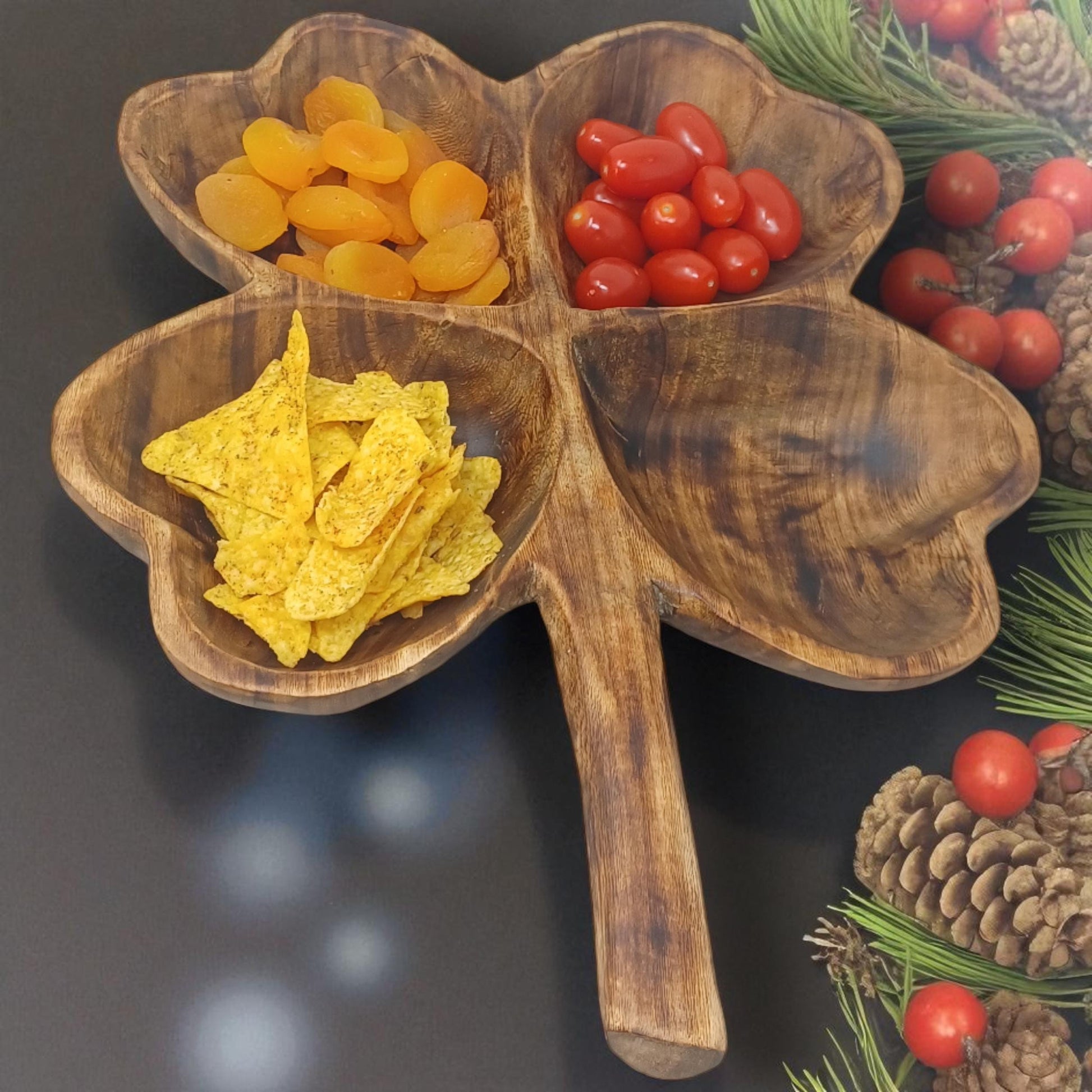 Olivewood Charcuterie Board: Tulip Shaped, Rustic Snack Tray