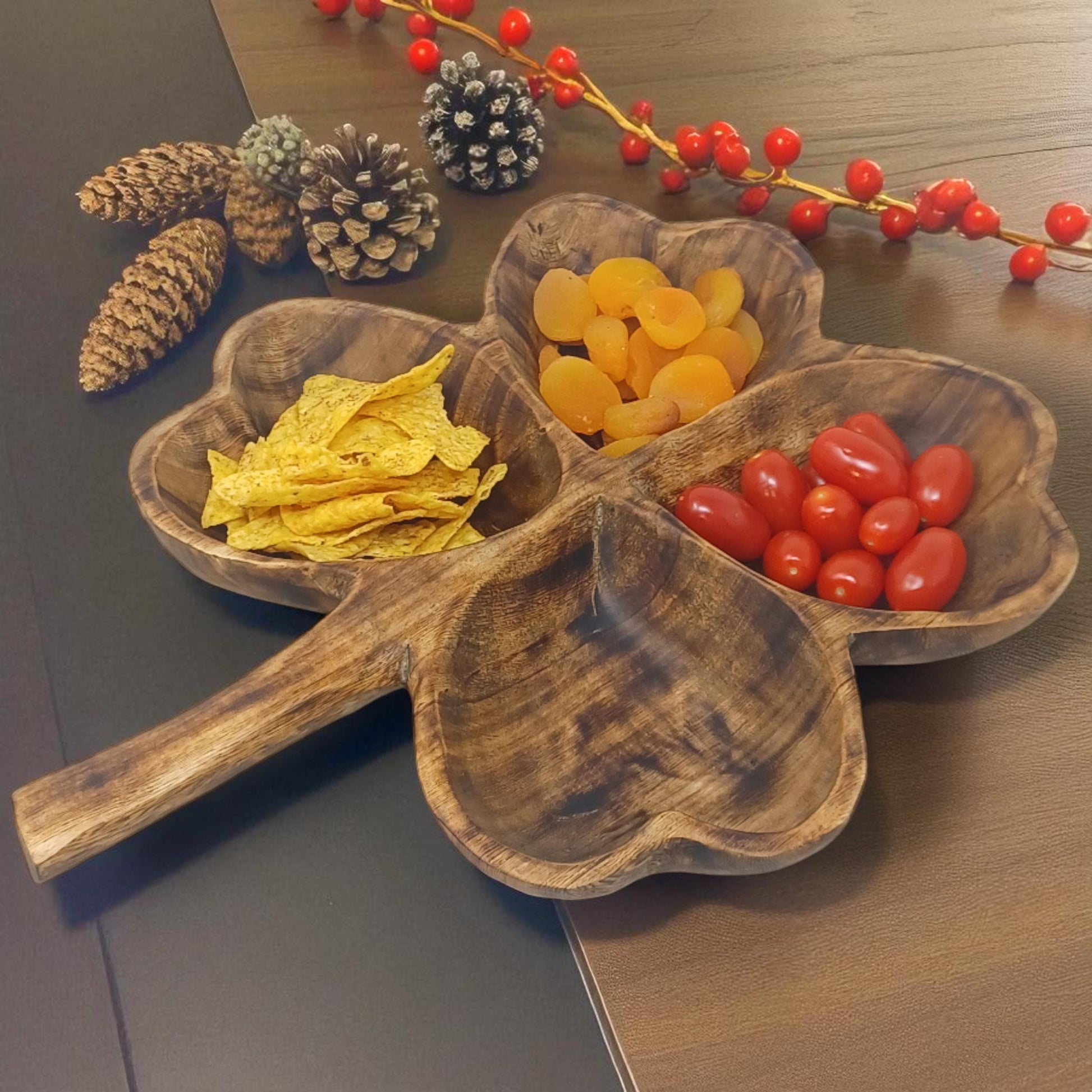 Olivewood Charcuterie Board: Tulip Shaped, Rustic Snack Tray