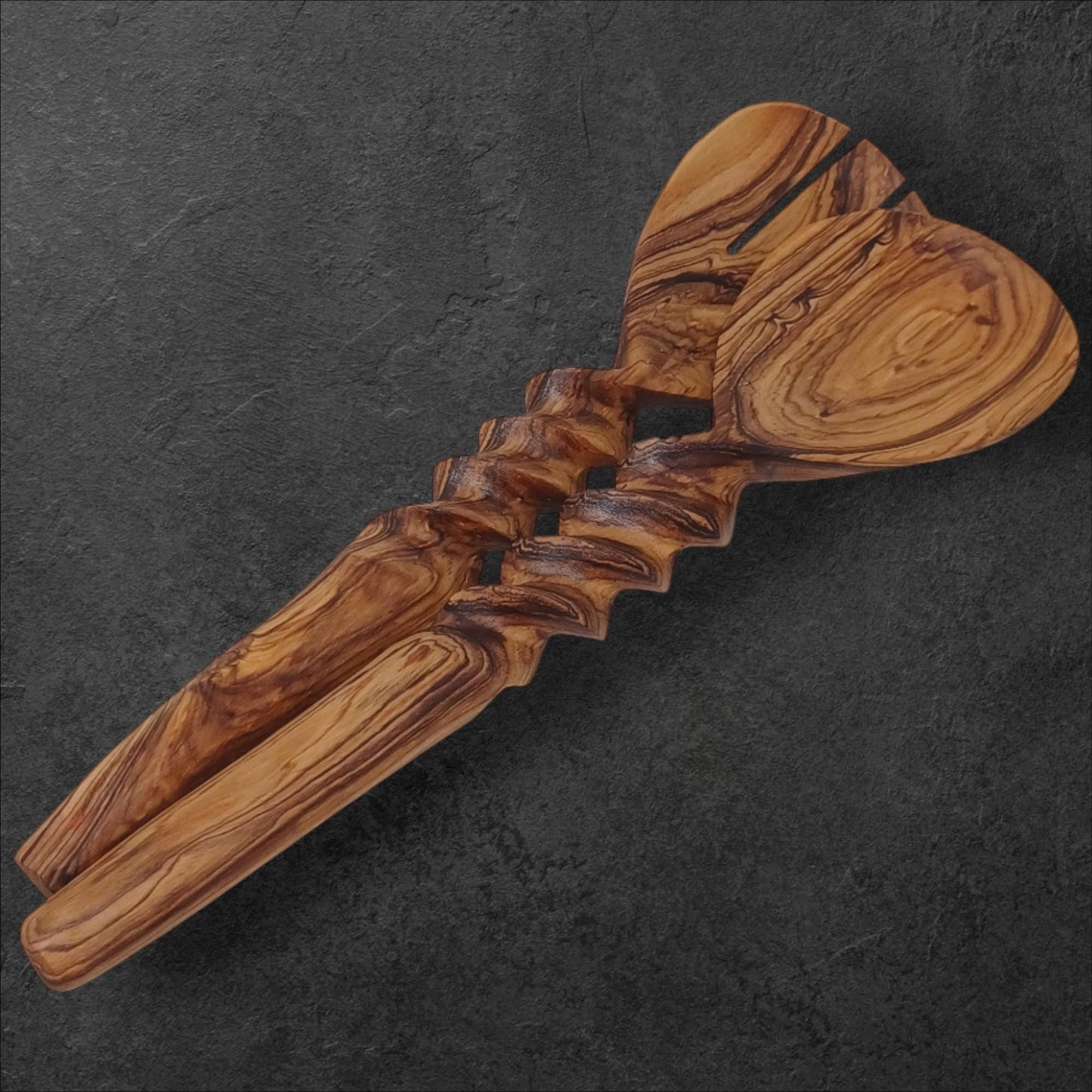 Hand-Carved Olivewood Salad Servers | Sustainable Kitchen Gift | Christmas & Housewarming Gift | Artisan Wooden Utensil gift