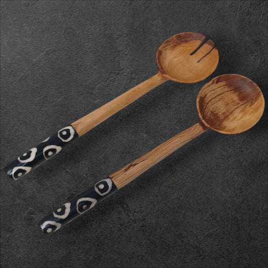 Olivewood Swirl Salad Servers | Handmade Chef Gift | Holiday Tableware | Housewarming & Birthday Gift | Sustainable Kitchen Utensils