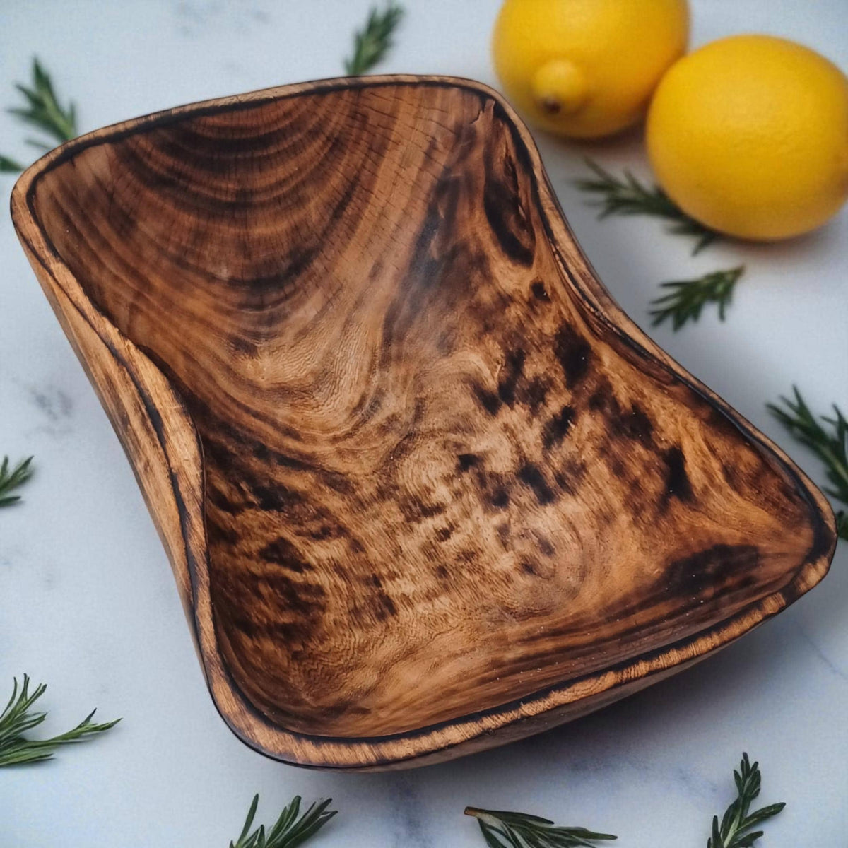 Large Rectangular Wooden Serving Bowl | Hand-Carved Rustic Salad Bowl | Sustainable Kitchen Gift for Mom