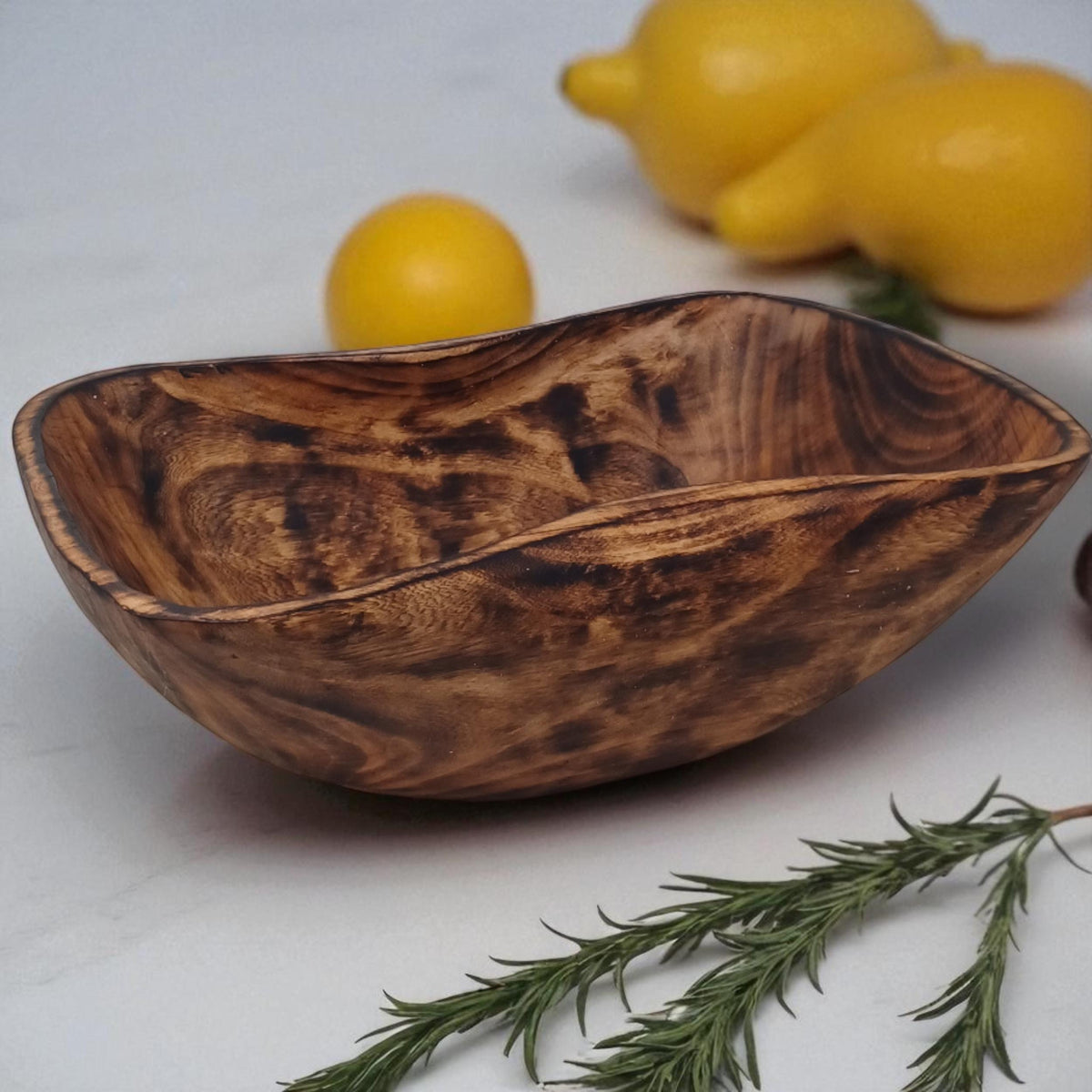 Large Rectangular Wooden Serving Bowl | Hand-Carved Rustic Salad Bowl | Sustainable Kitchen Gift for Mom