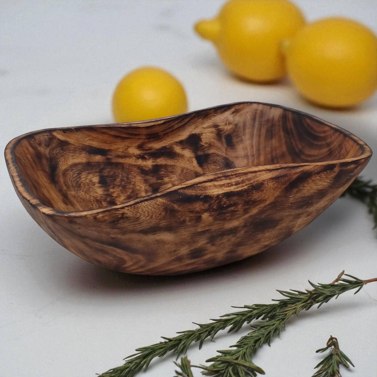 Large Rectangular Wooden Serving Bowl | Hand-Carved Rustic Salad Bowl | Sustainable Kitchen Gift for Mom