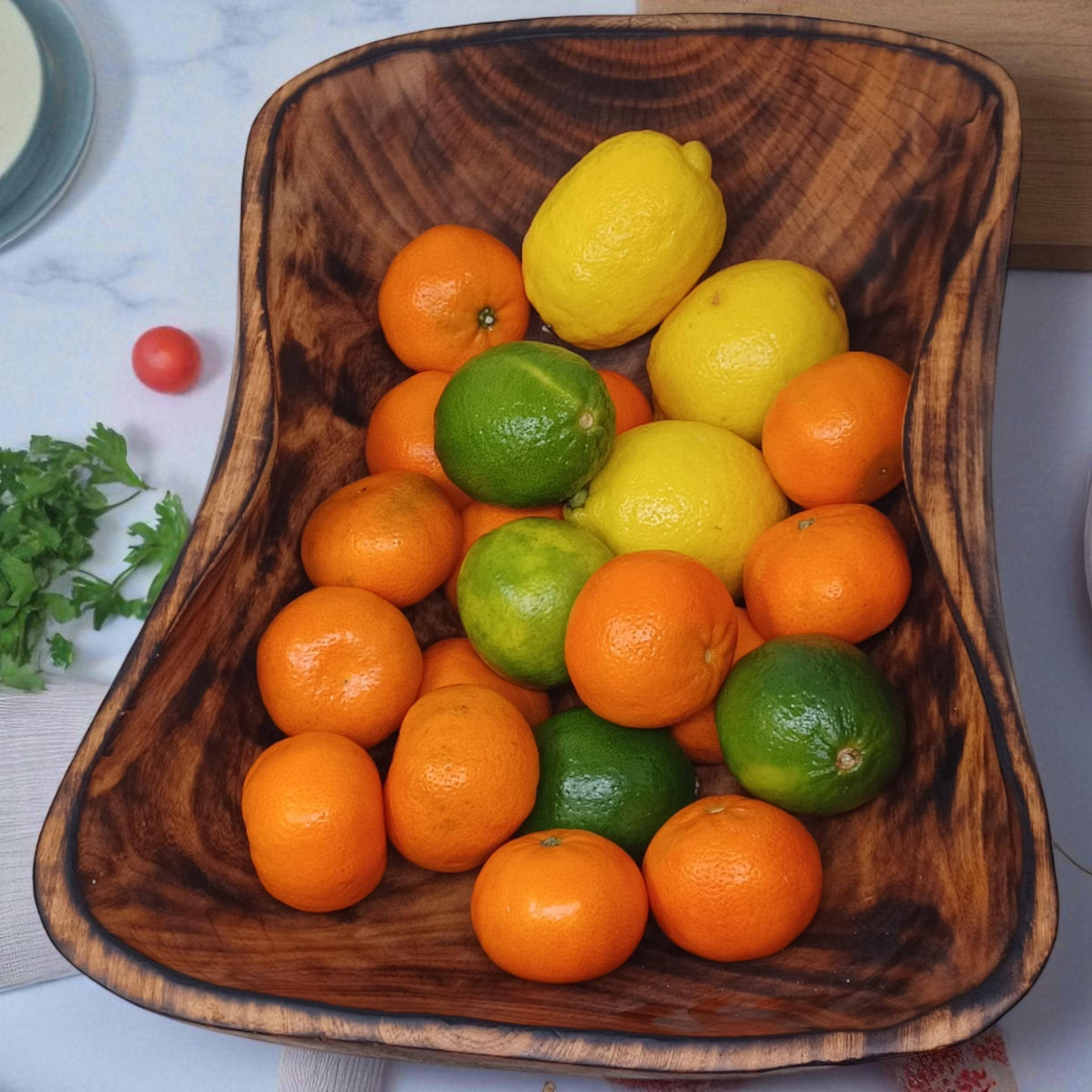 Large Rectangular Wooden Serving Bowl | Hand-Carved Rustic Salad Bowl | Sustainable Kitchen Gift for Mom