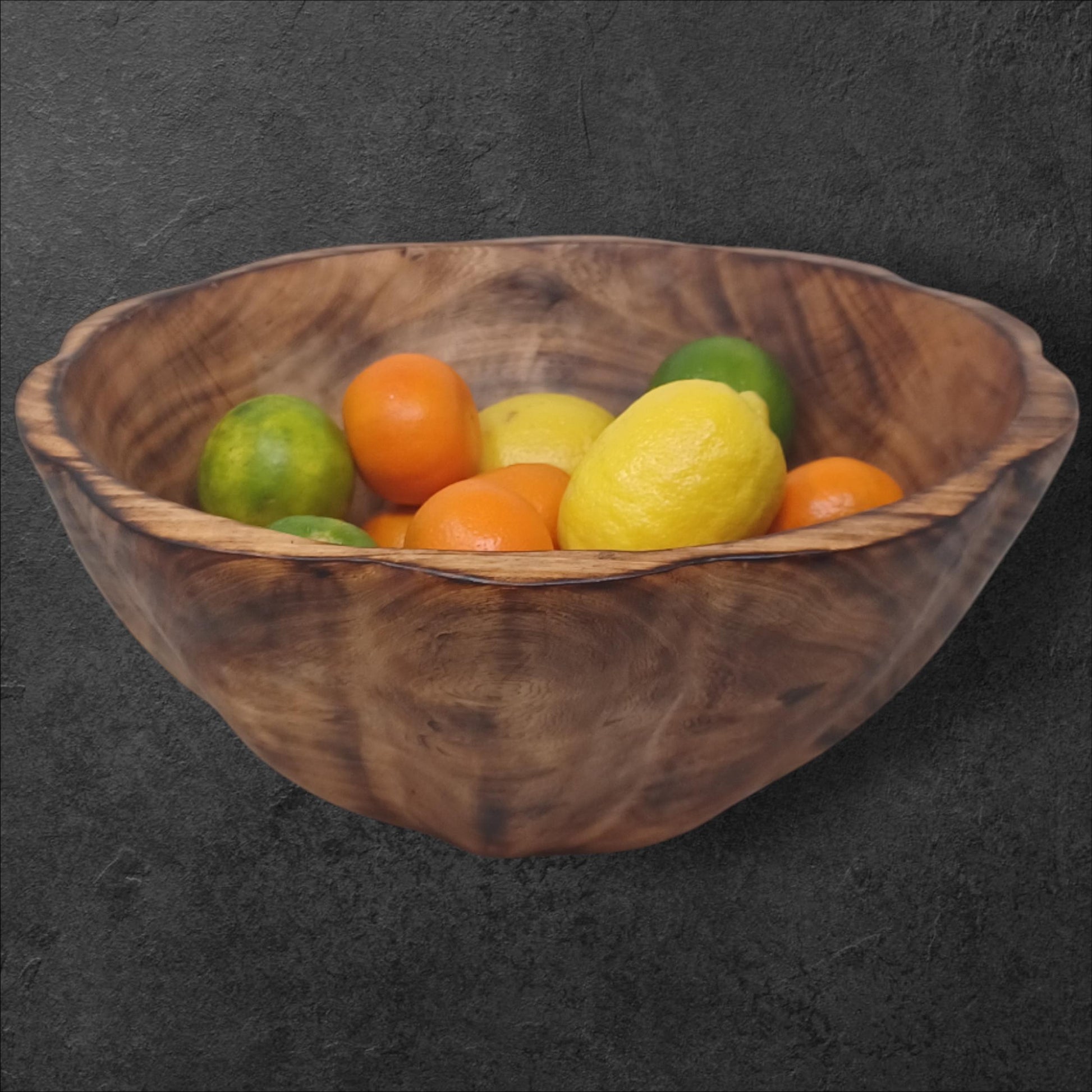 Large Round Wooden Salad Bowl | Rustic Fruit Bowl | Handcrafted Natural Wood Serving Bowl | Sustainable Kitchen Décor Gift