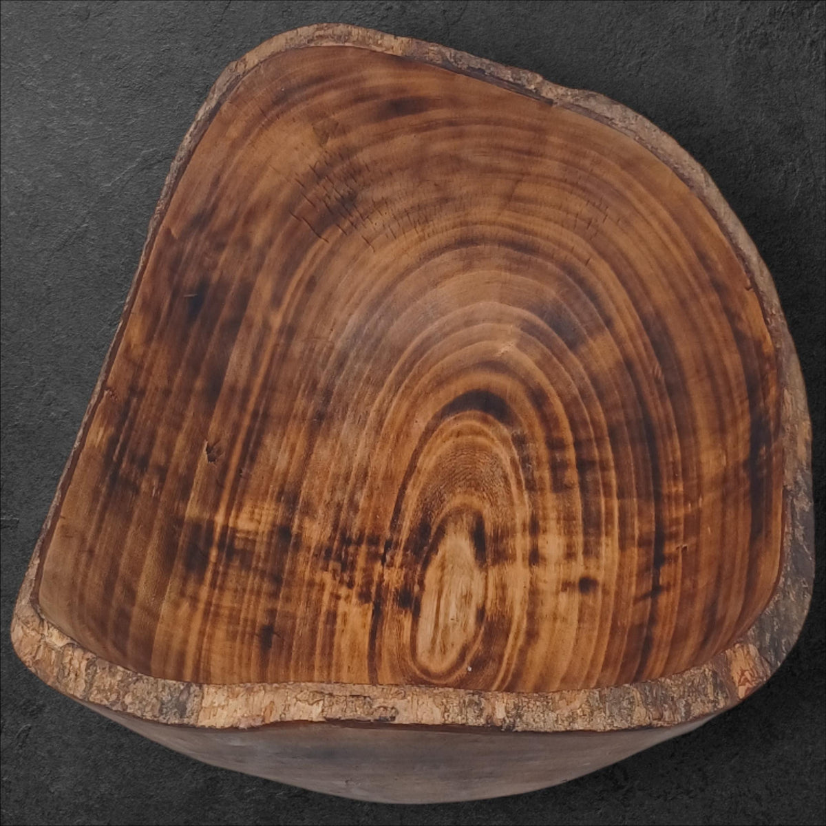 Rustic Edge Wooden Salad Bowl | Large Round Fruit Bowl | Handcrafted Natural Wood Décor | Holiday Gift for Mom