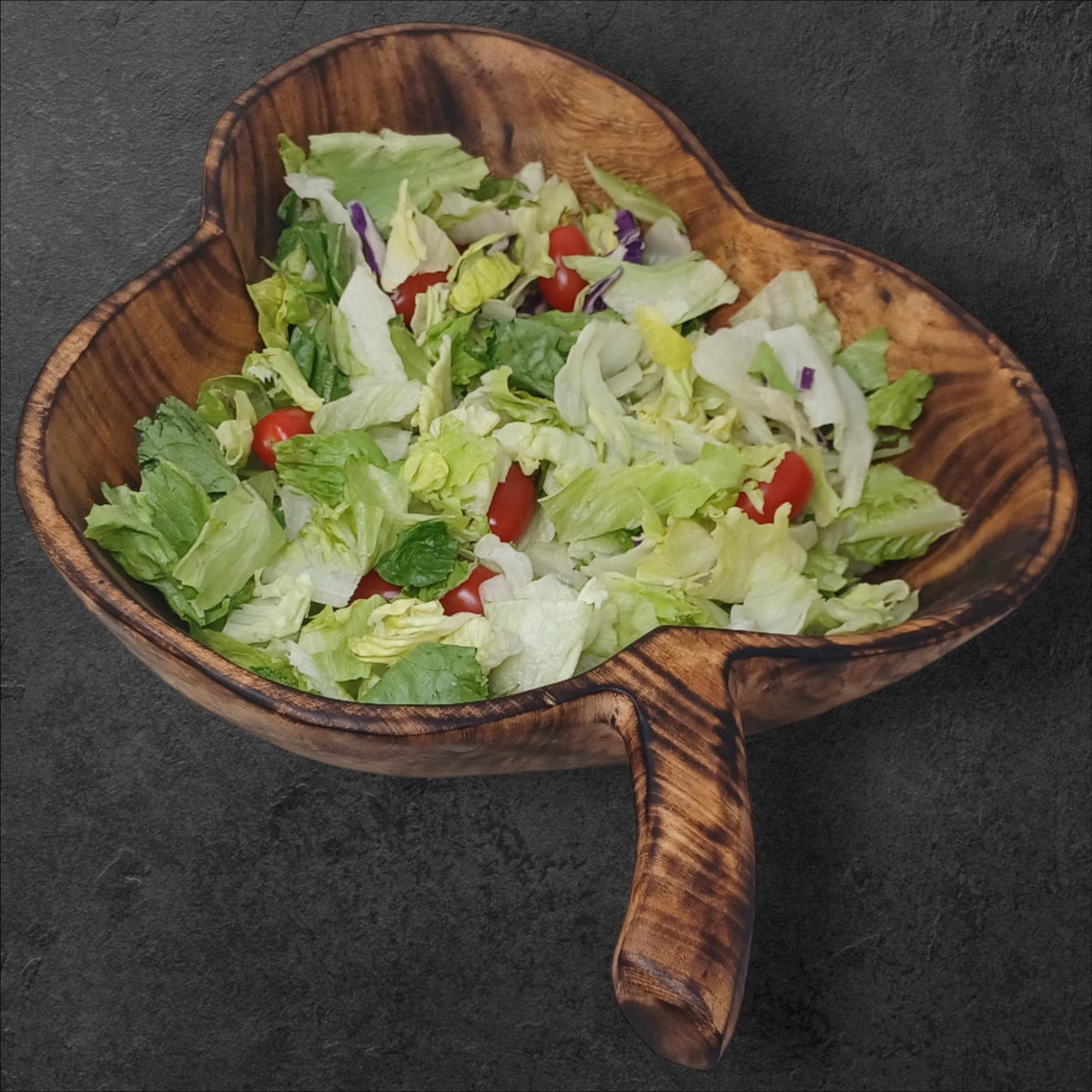 Leaf-Shaped Wooden Salad Bowl | Hand-Carved Natural Fruit Bowl | Rustic Wood Kitchen Décor Gift