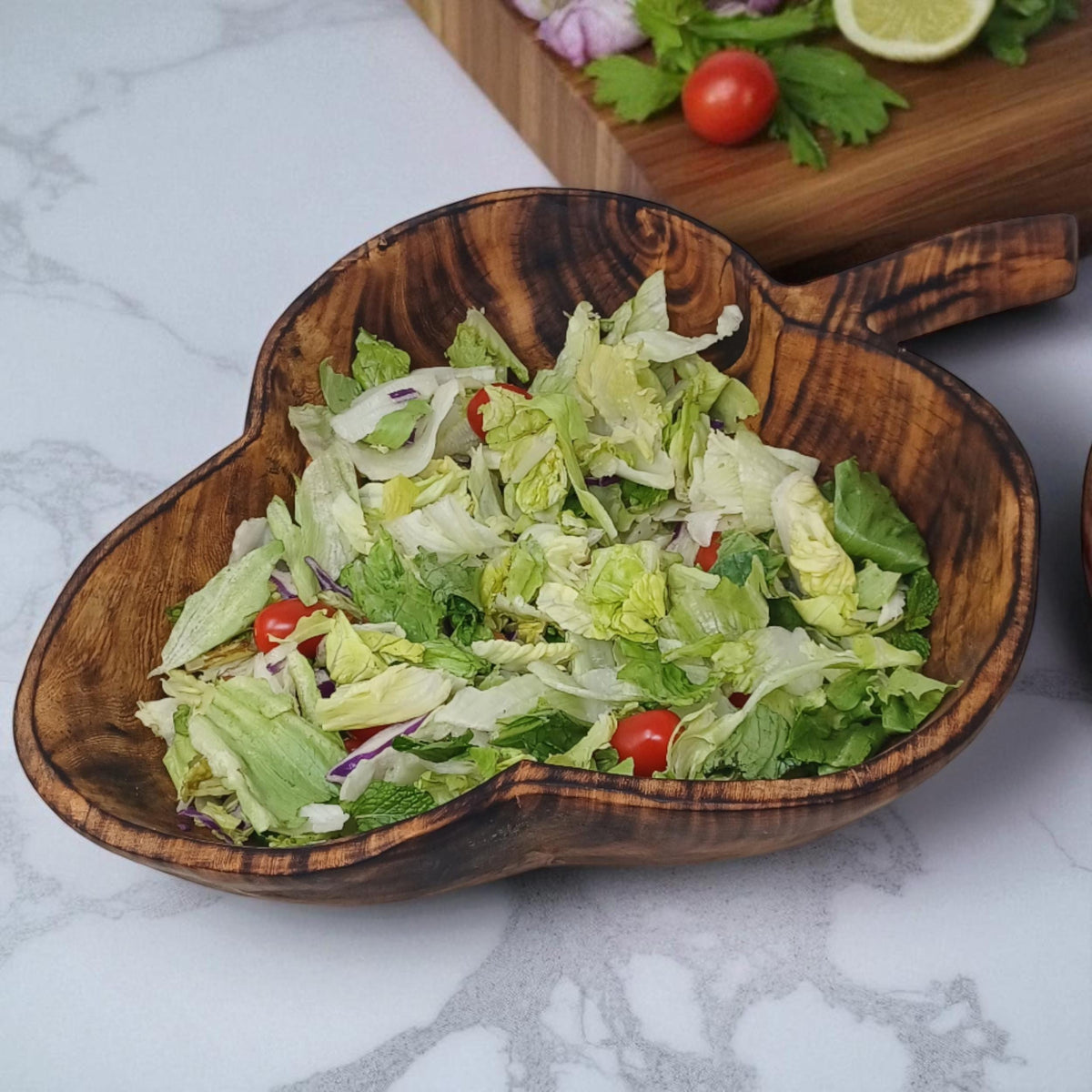 Leaf-Shaped Wooden Salad Bowl | Hand-Carved Natural Fruit Bowl | Rustic Wood Kitchen Décor Gift