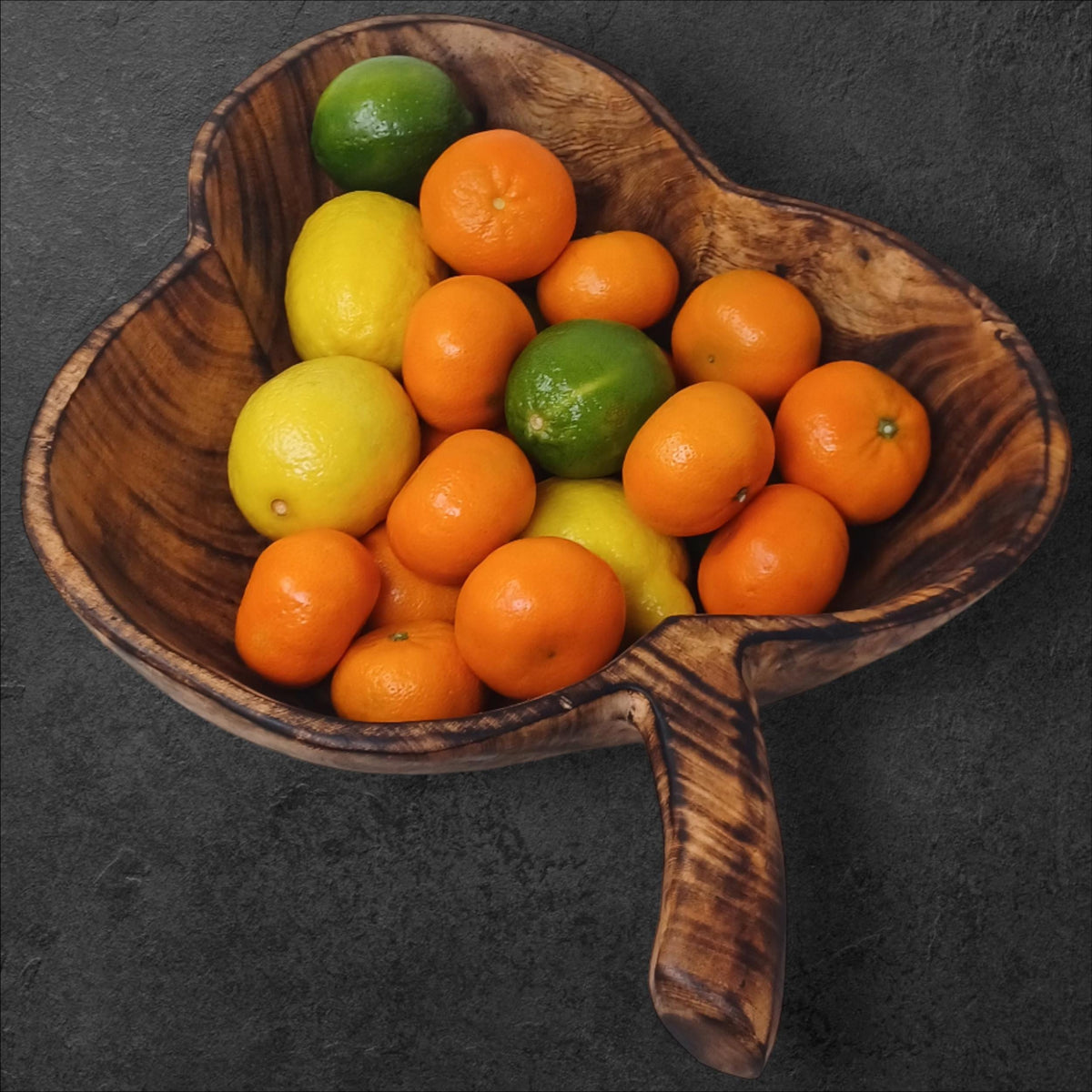 Leaf-Shaped Wooden Salad Bowl | Hand-Carved Natural Fruit Bowl | Rustic Wood Kitchen Décor Gift
