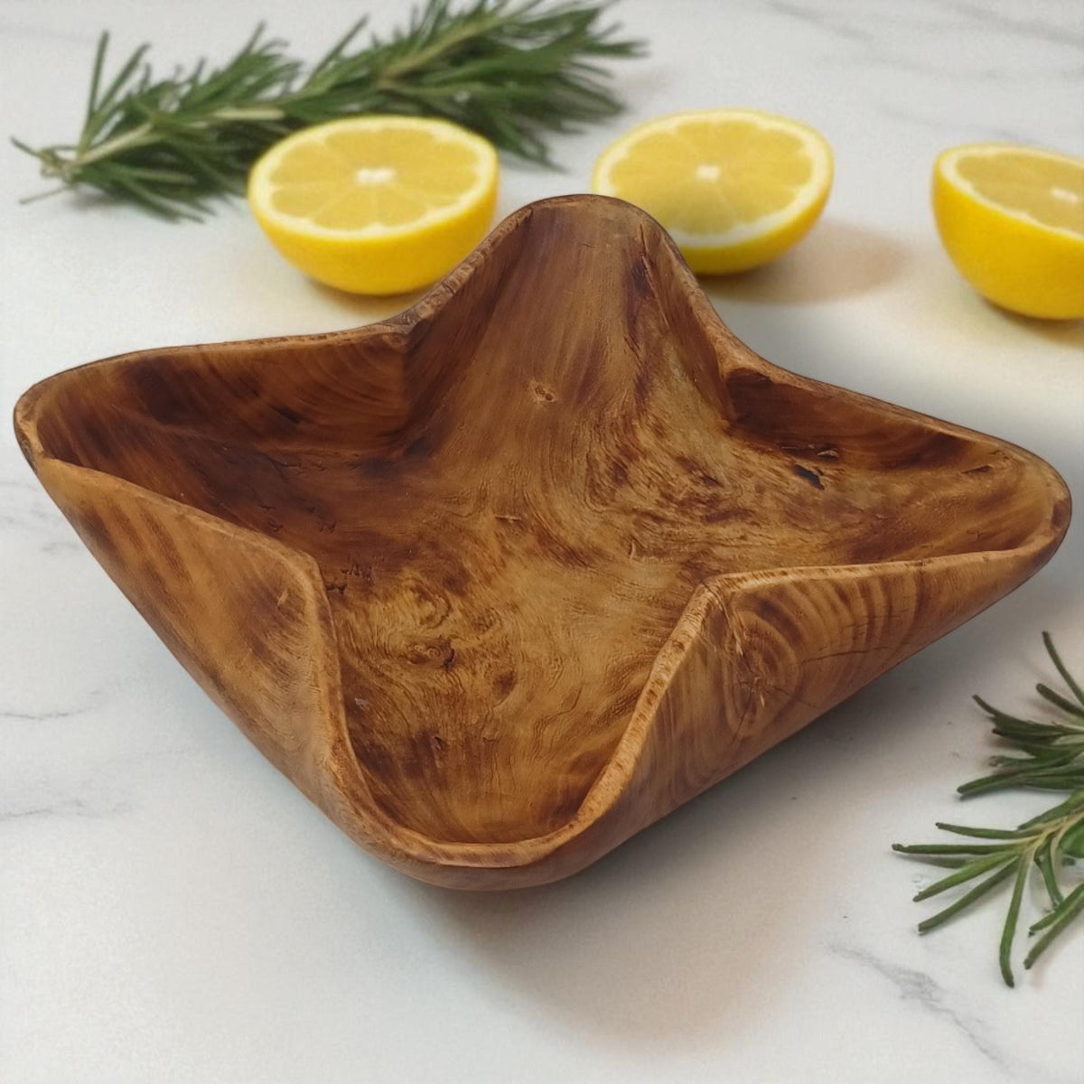 Star-Shaped Wooden Salad Bowl | Hand-Carved Serving Bowl | Rustic Holiday Centerpiece | Large serving bowls