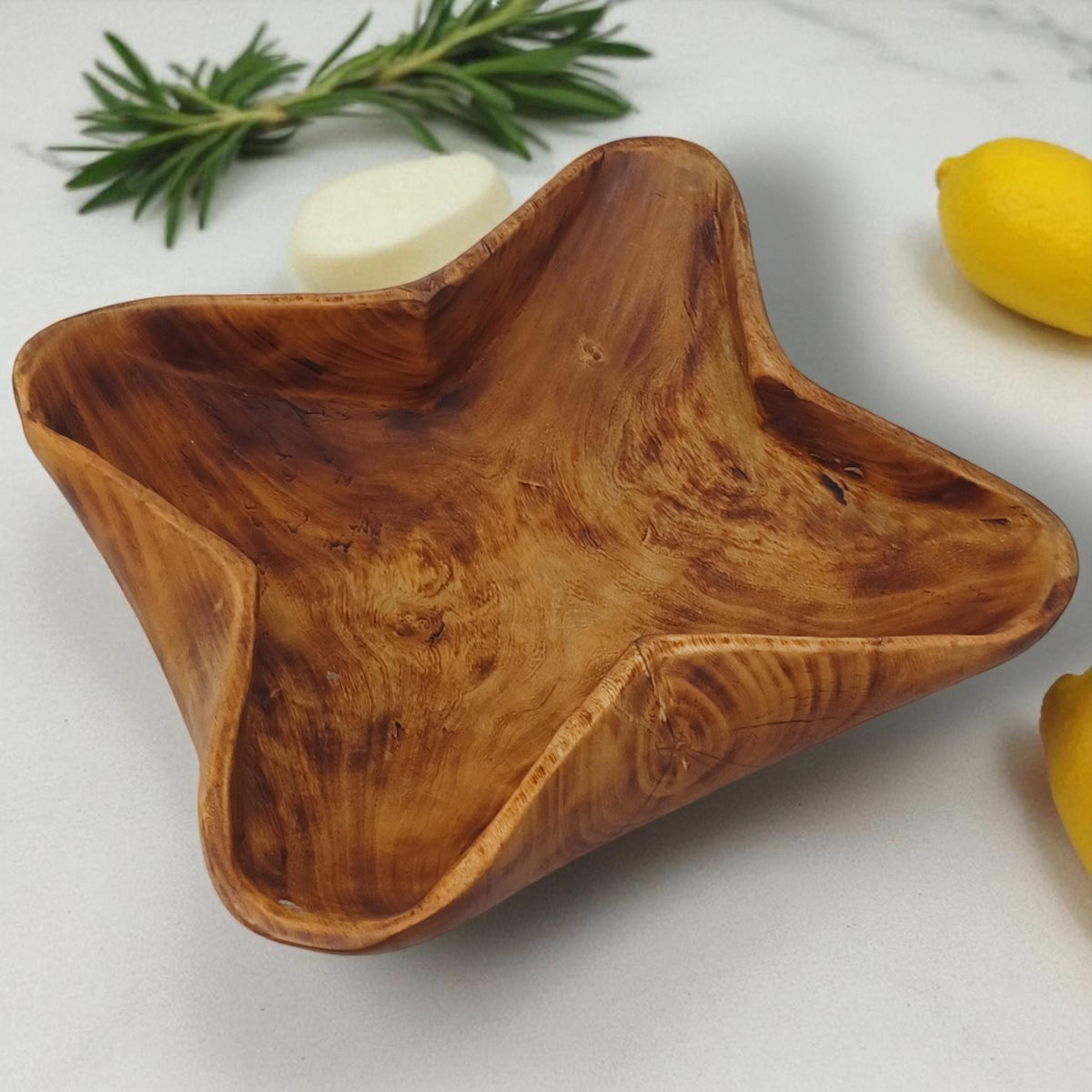 Star-Shaped Wooden Salad Bowl | Hand-Carved Serving Bowl | Rustic Holiday Centerpiece | Large serving bowls