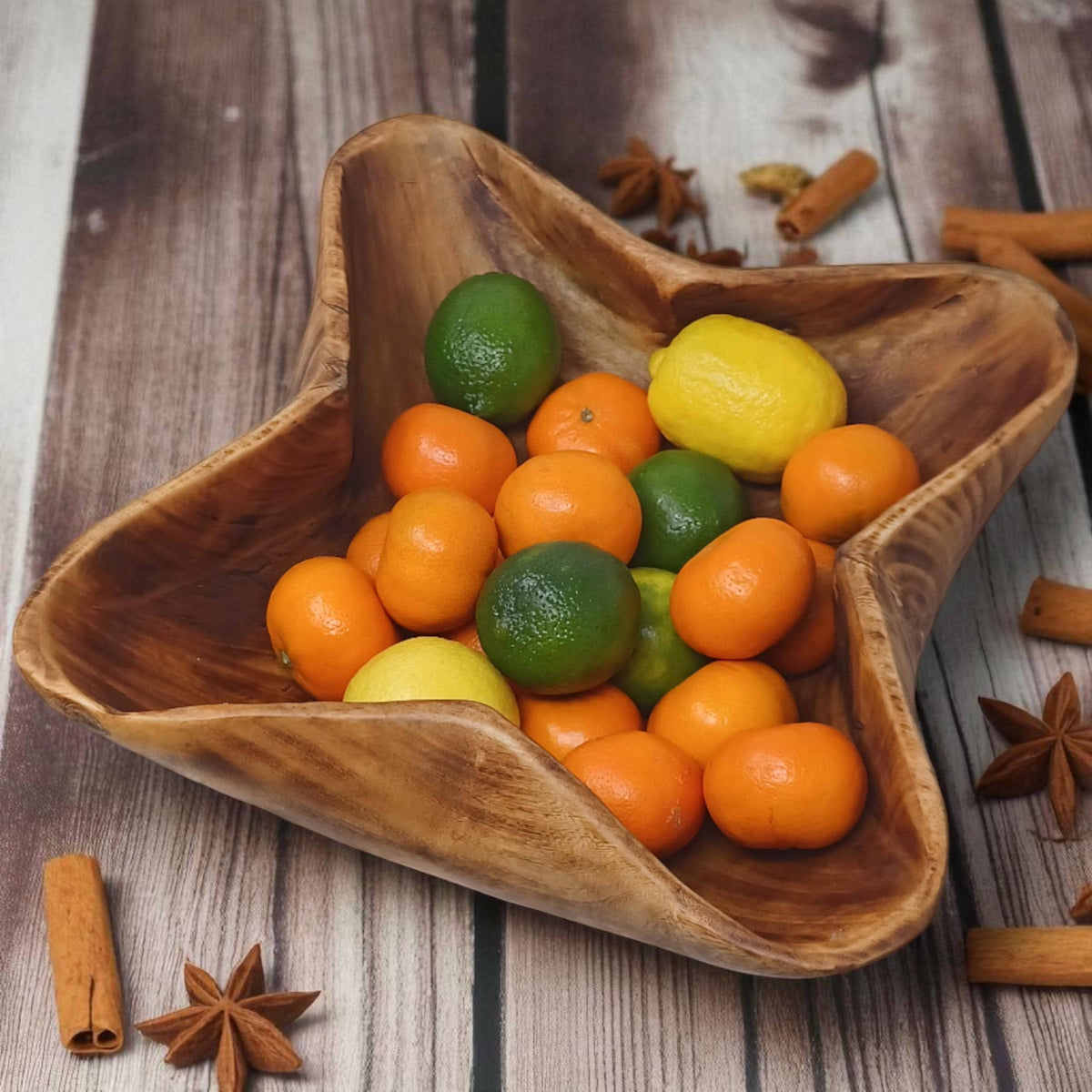Star-Shaped Wooden Salad Bowl | Hand-Carved Serving Bowl | Rustic Holiday Centerpiece | Large serving bowls