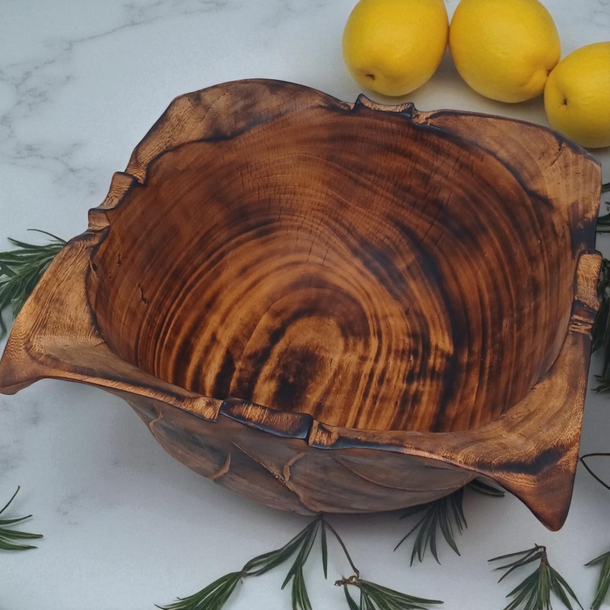 Wooden Square Salad Bowl | Rustic Serving Bowl | Large Handmade Wood Fruit Bowl | Holiday Gift for Mom