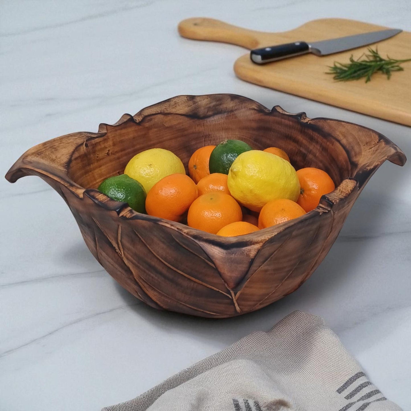 Wooden Square Salad Bowl | Rustic Serving Bowl | Large Handmade Wood Fruit Bowl | Holiday Gift for Mom
