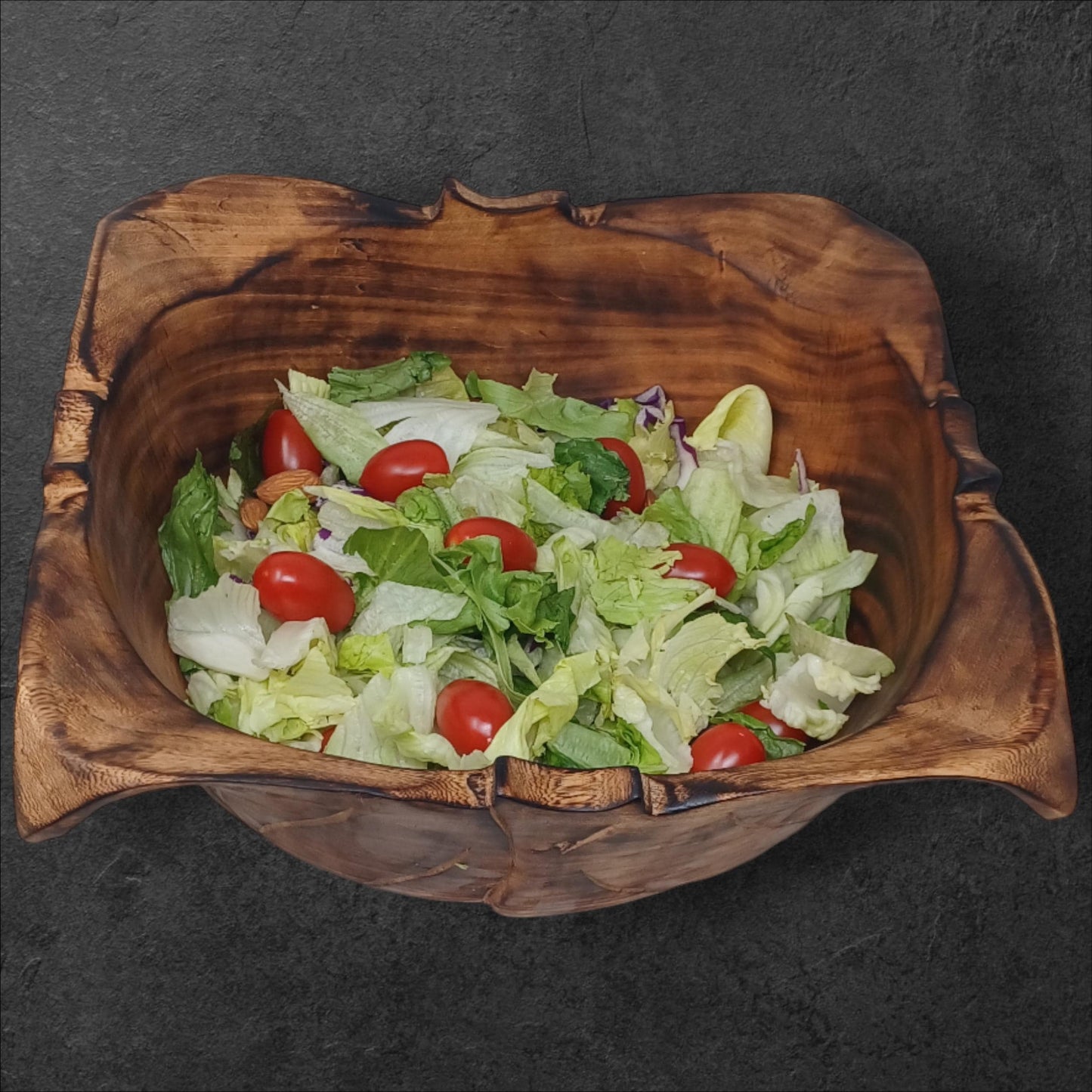 Wooden Square Salad Bowl | Rustic Serving Bowl | Large Handmade Wood Fruit Bowl | Holiday Gift for Mom