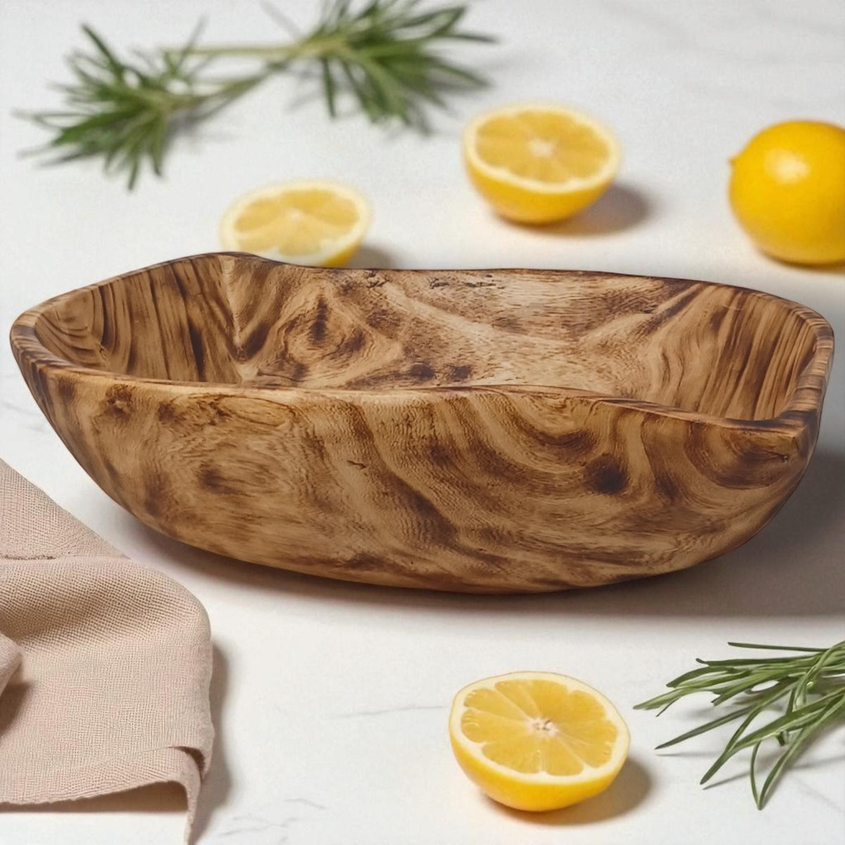 Leaf-Shaped Wooden Serving Bowl | Hand-Carved Natural Fruit Bowl | Rustic Kitchen Décor | Large Serving Bowls