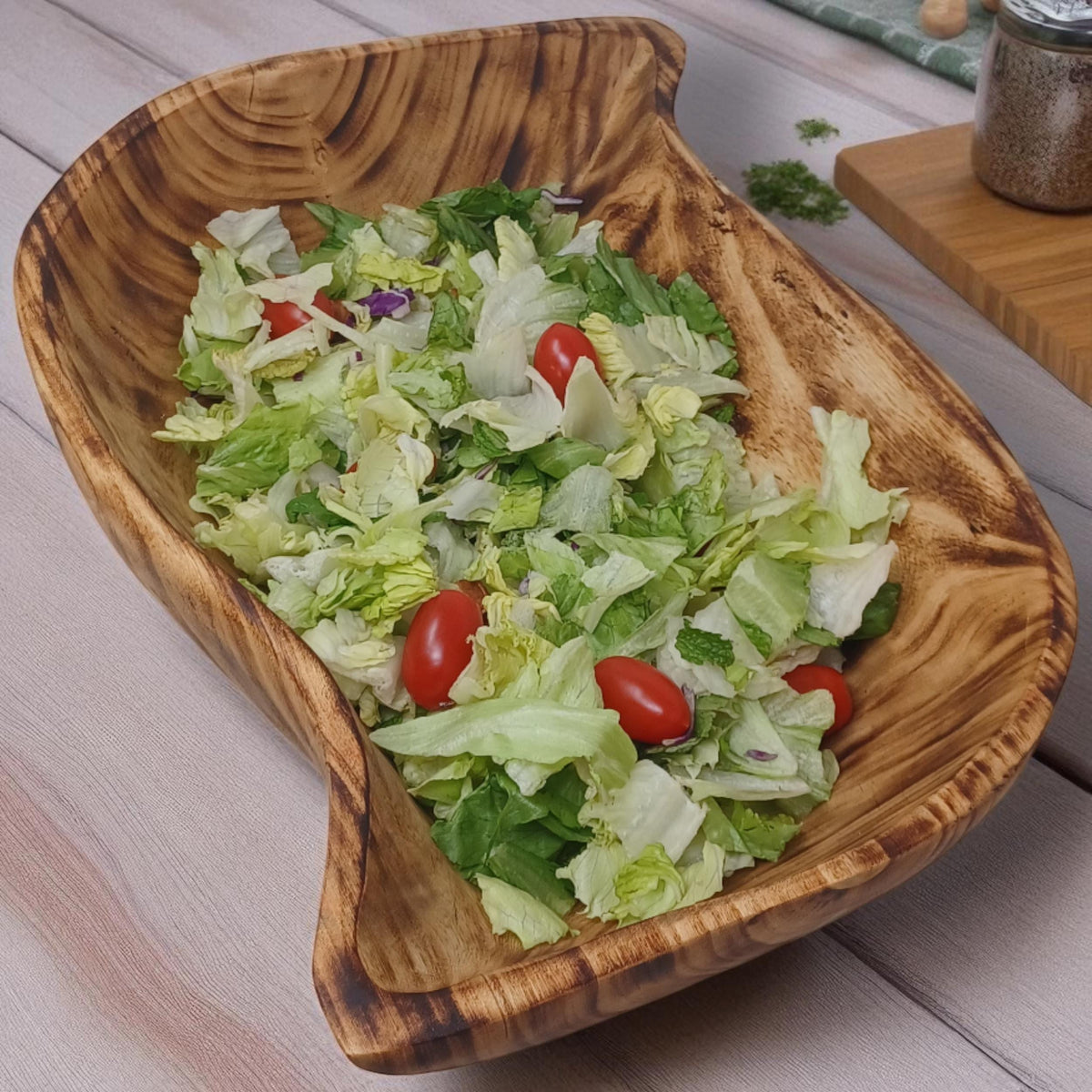Leaf-Shaped Wooden Serving Bowl | Hand-Carved Natural Fruit Bowl | Rustic Kitchen Décor | Large Serving Bowls