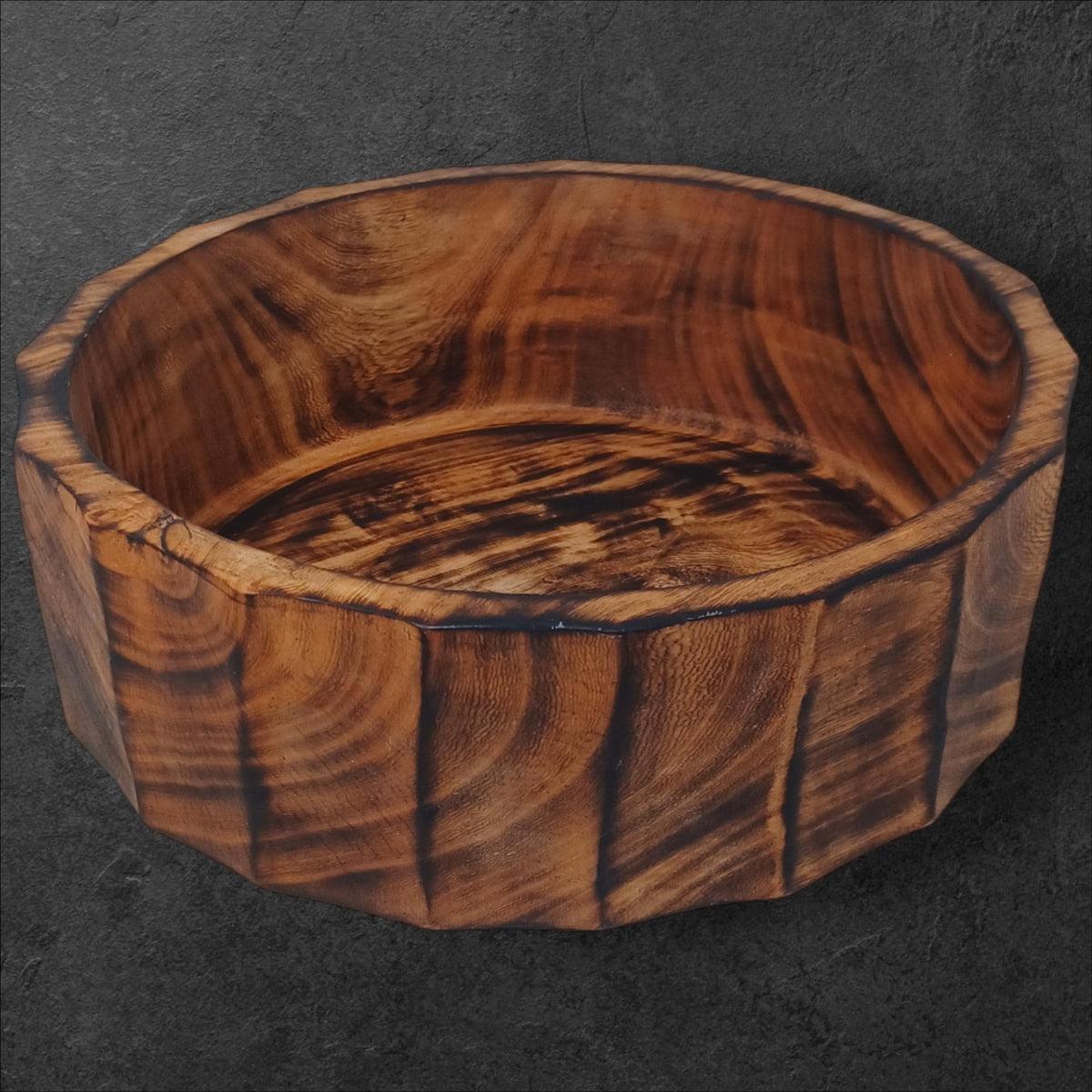 Large Rustic Wooden Salad Bowl | Round Wood Fruit Bowl | Handcrafted Natural Wood Décor | Christmas Gift for Mom