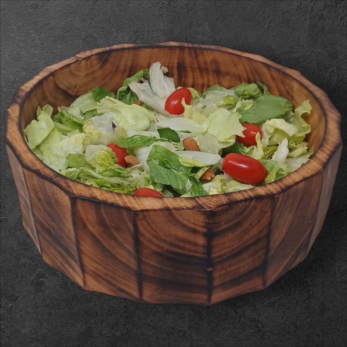 Large Rustic Wooden Salad Bowl | Round Wood Fruit Bowl | Handcrafted Natural Wood Décor | Christmas Gift for Mom