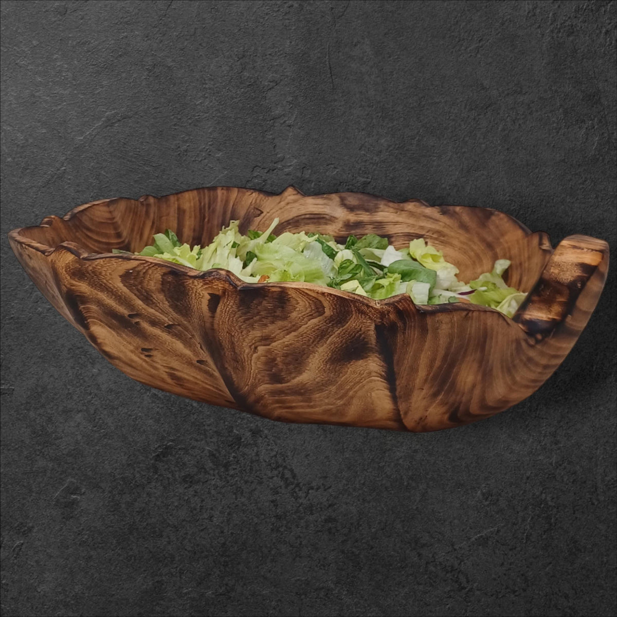 Rustic Hand-Carved Wooden Bowl | Natural Square-shaped Wood Salad & Fruit Bowl | Handmade Wooden Serving Bowl | Large serving bowl gift
