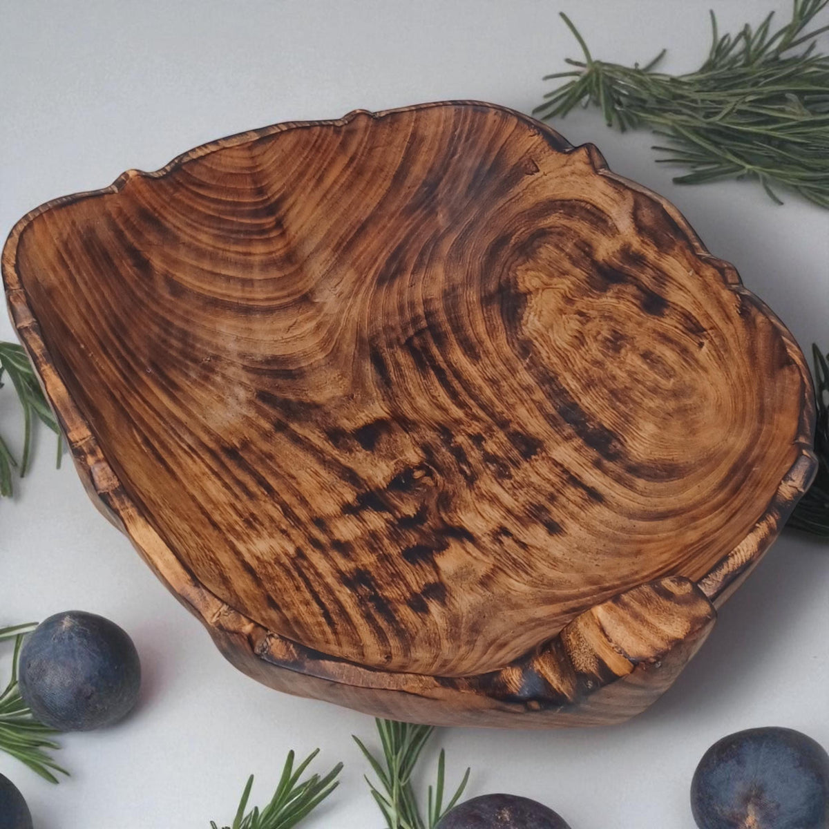 Rustic Hand-Carved Wooden Bowl | Natural Square-shaped Wood Salad & Fruit Bowl | Handmade Wooden Serving Bowl | Large serving bowl gift
