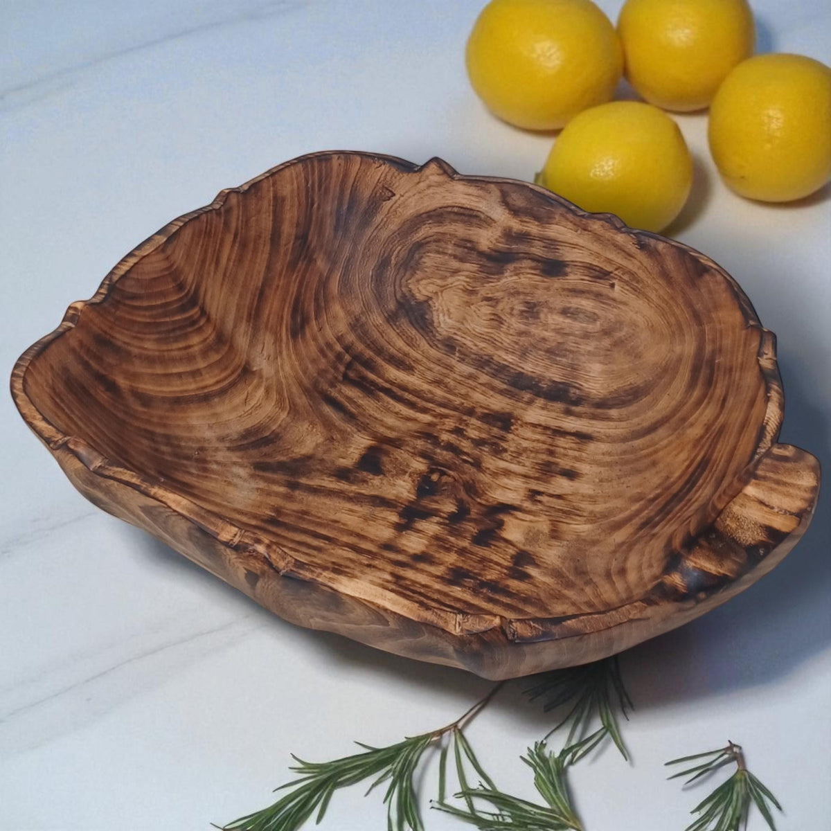 Rustic Hand-Carved Wooden Bowl | Natural Square-shaped Wood Salad & Fruit Bowl | Handmade Wooden Serving Bowl | Large serving bowl gift