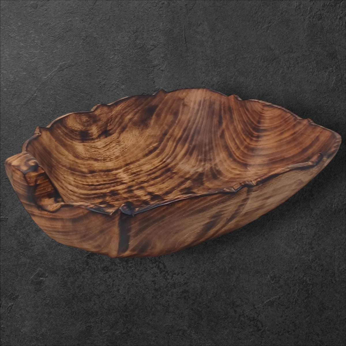 Rustic Hand-Carved Wooden Bowl | Natural Square-shaped Wood Salad & Fruit Bowl | Handmade Wooden Serving Bowl | Large serving bowl gift