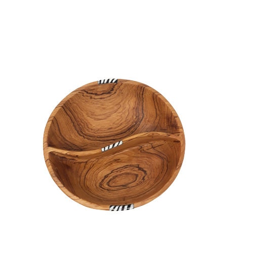 Wooden bowl handmade, Round wood bowl, oval wood bowl, Divided wood bowl, wooden snack bowl, small salad bowl, Olive wood bowl, salsa bowl